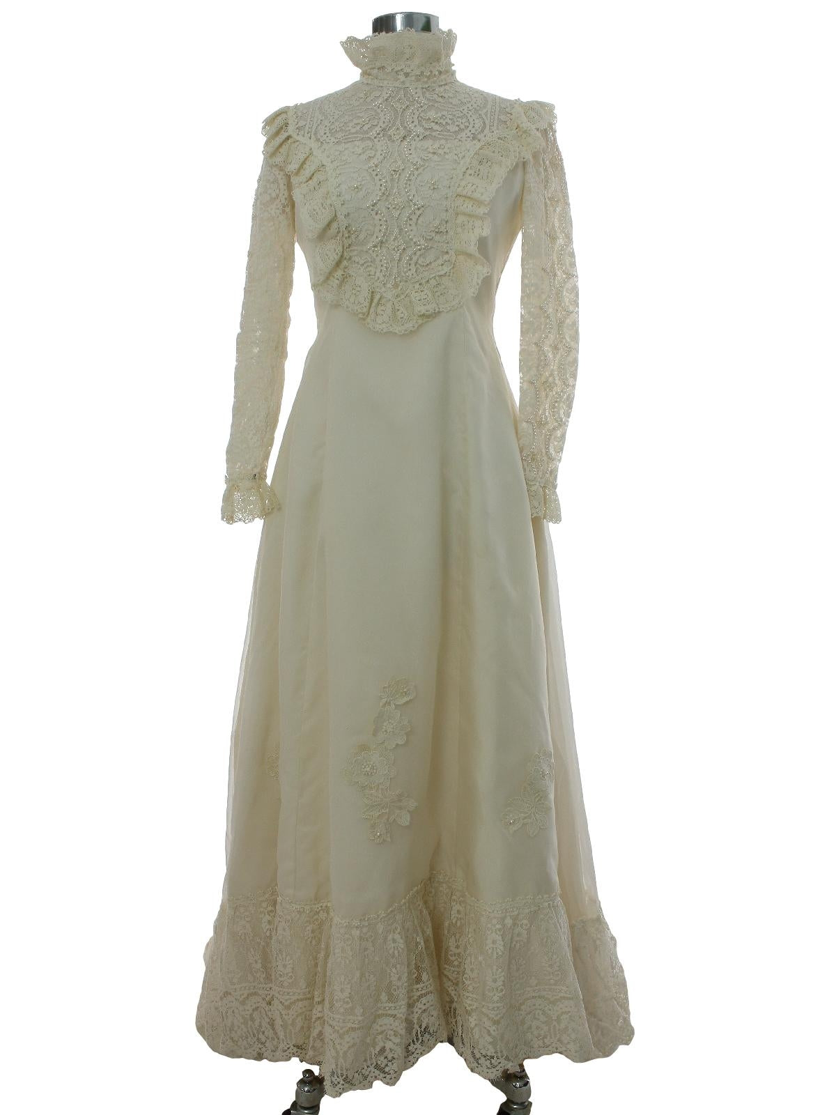 Womens Victorian Style Ivory Wedding Dress