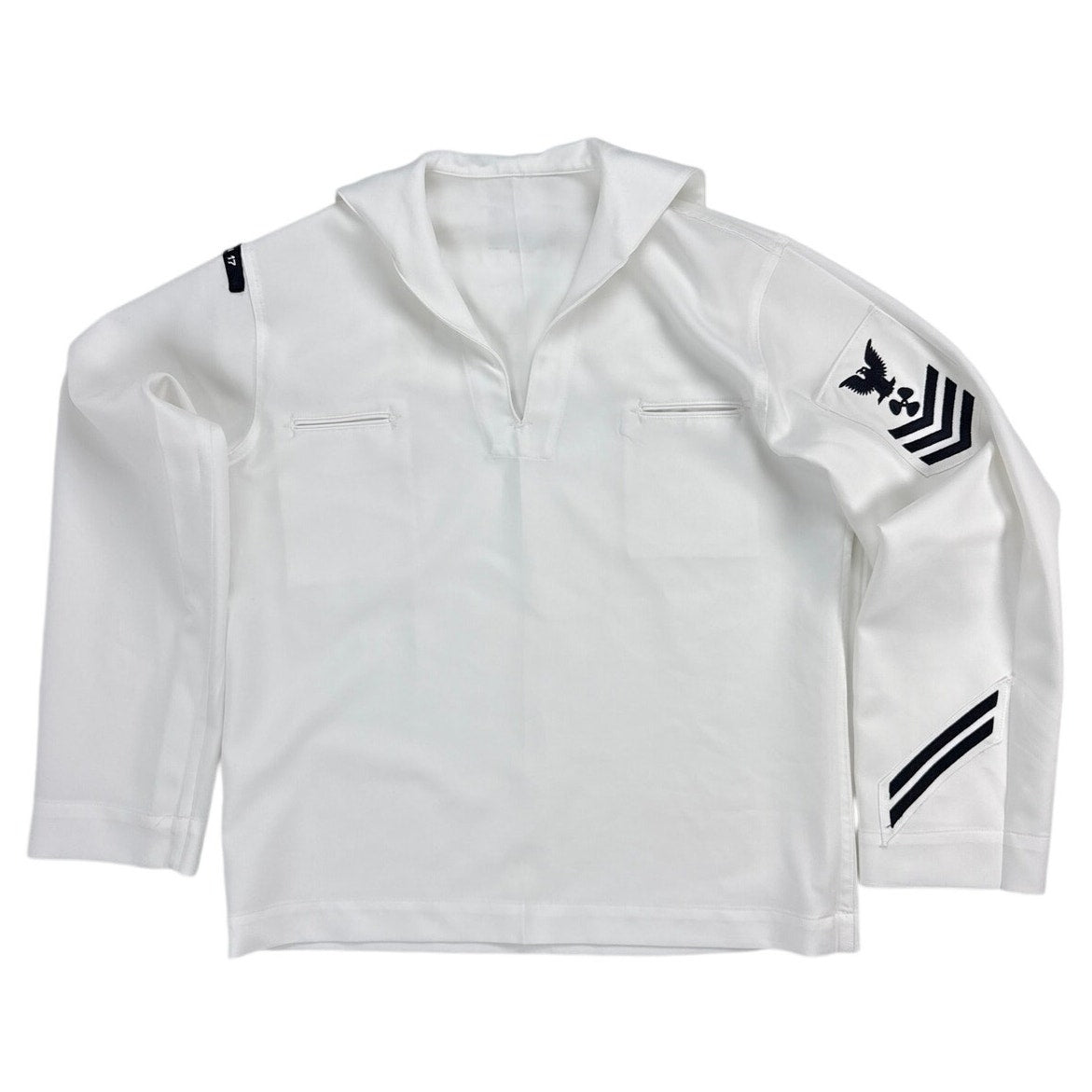 Vintage 80s US Navy Dress White Jumper Petty Officer 1st Class 46L