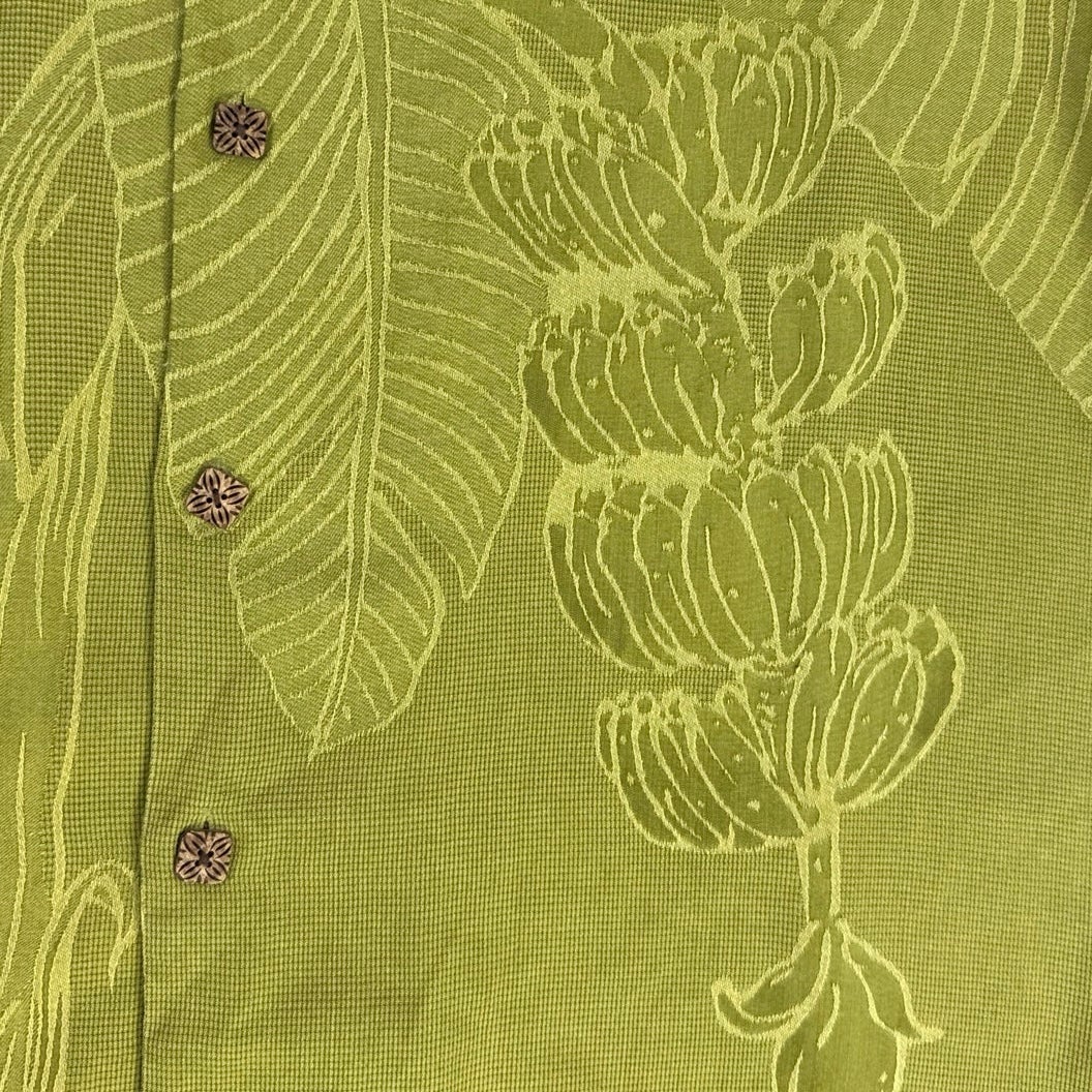 Vintage 90s Tommy Bahama Olive Green Silk Shirt Men’s Medium Chest 46”