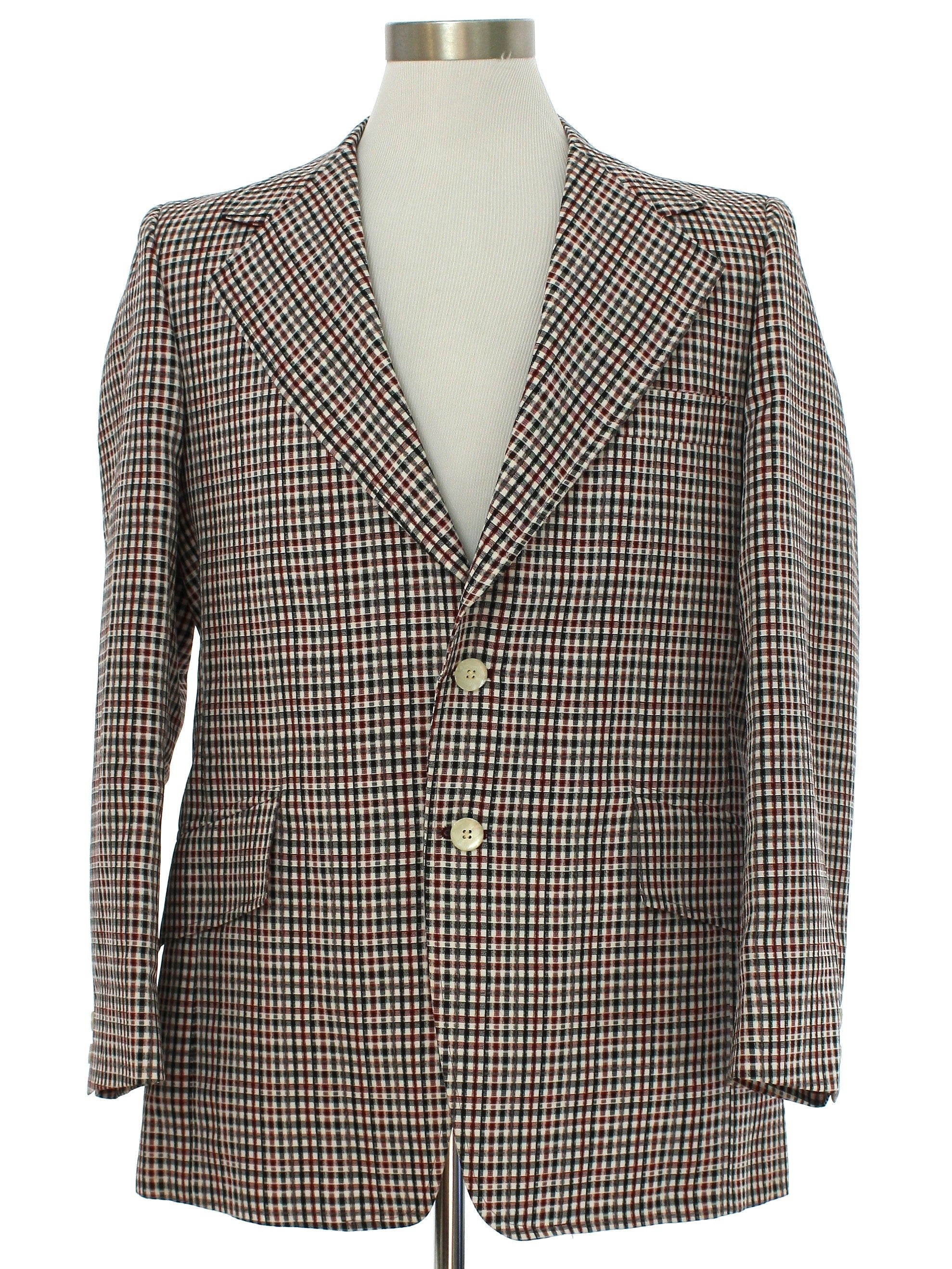Mens Checkered Plaid Disco Blazer Style Sport Coat Jacket