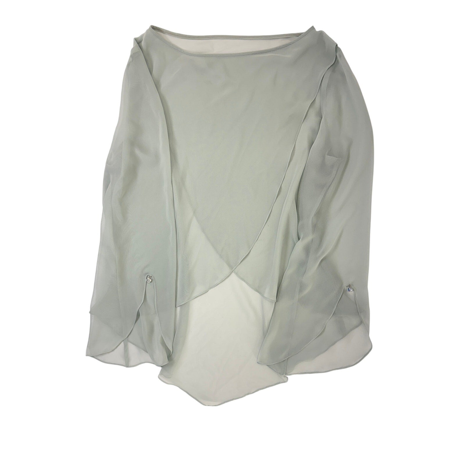 Vintage 90s Women's Large Captivia New York Mint Green Chiffon Layered Dress Set USA
