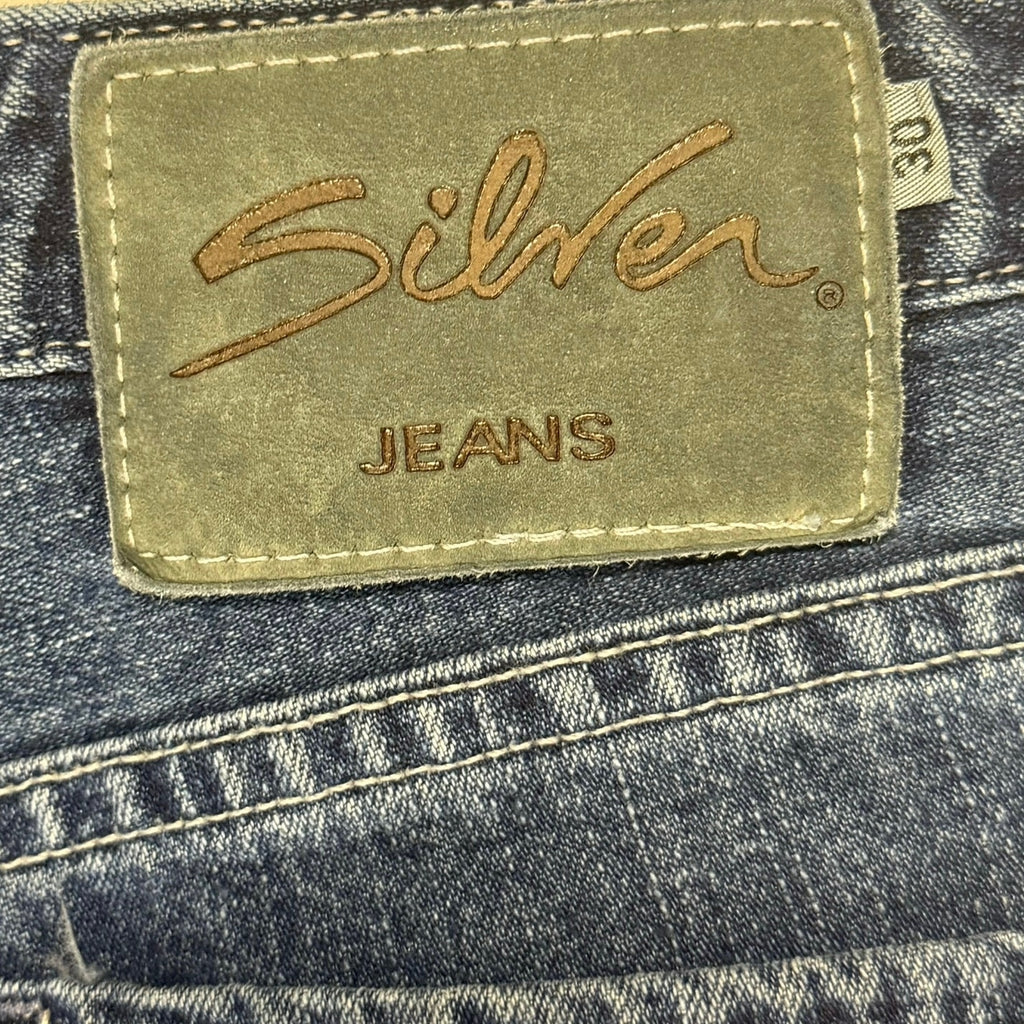 Vintage 90s Women's 30 Silver Mid Rise Flare Jeans Button Fly Denim