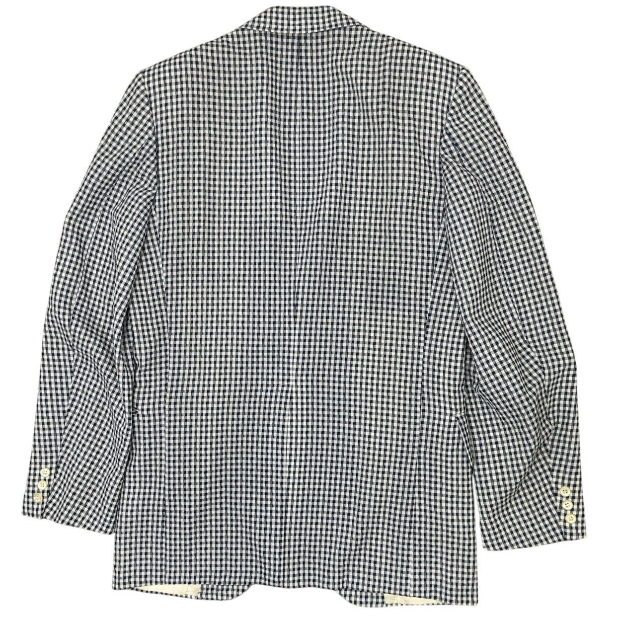 Vintage 70s Men's Large 42R Gray Hilton Navy White Check Blazer Sport Coat USA