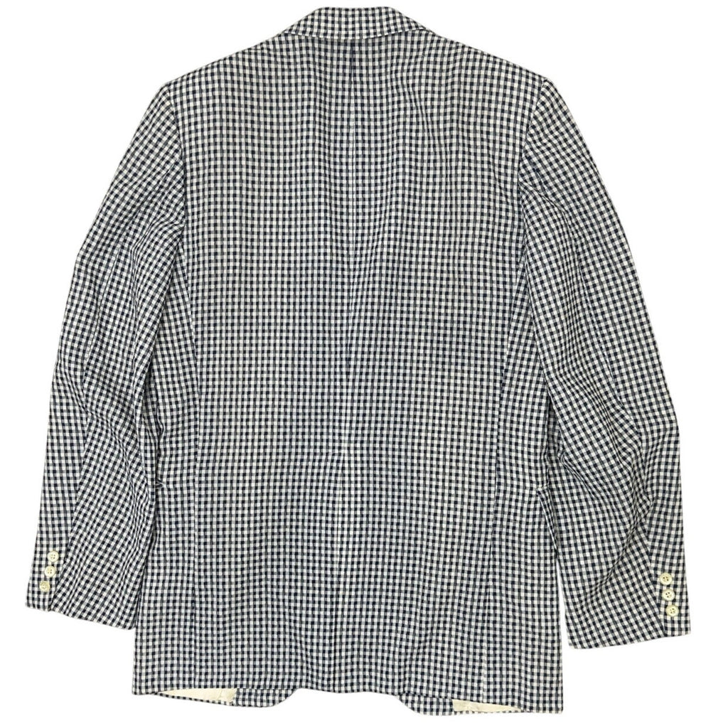 Vintage 70s Men's Large 42R Gray Hilton Navy White Check Blazer Sport Coat USA