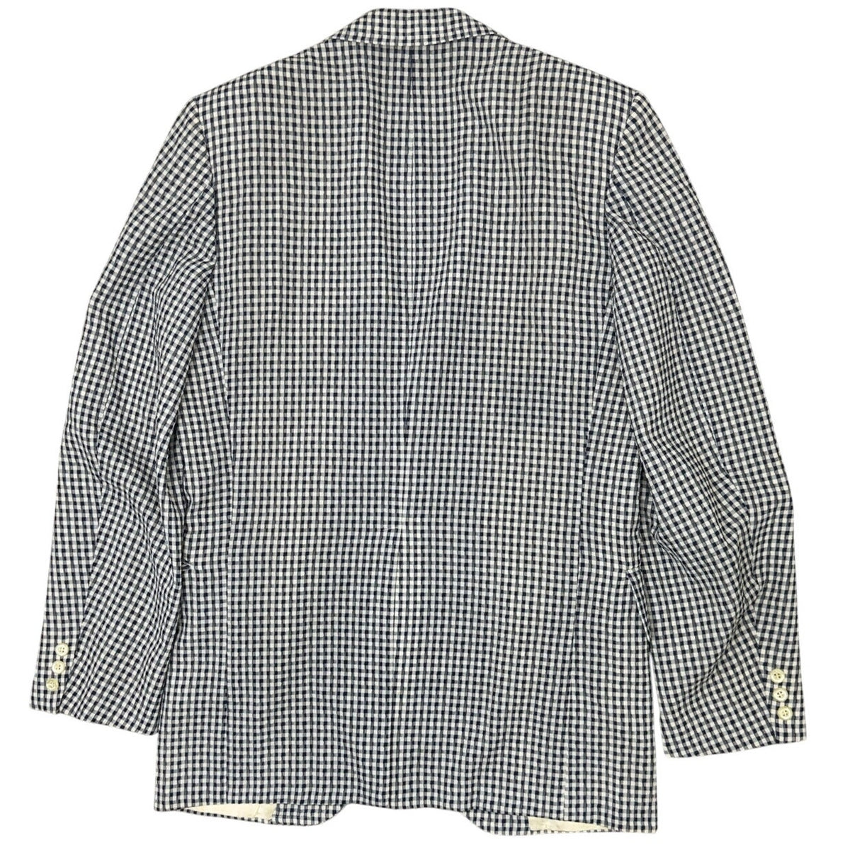 Vintage 70s Men's Large 42R Gray Hilton Navy White Check Blazer Sport Coat USA