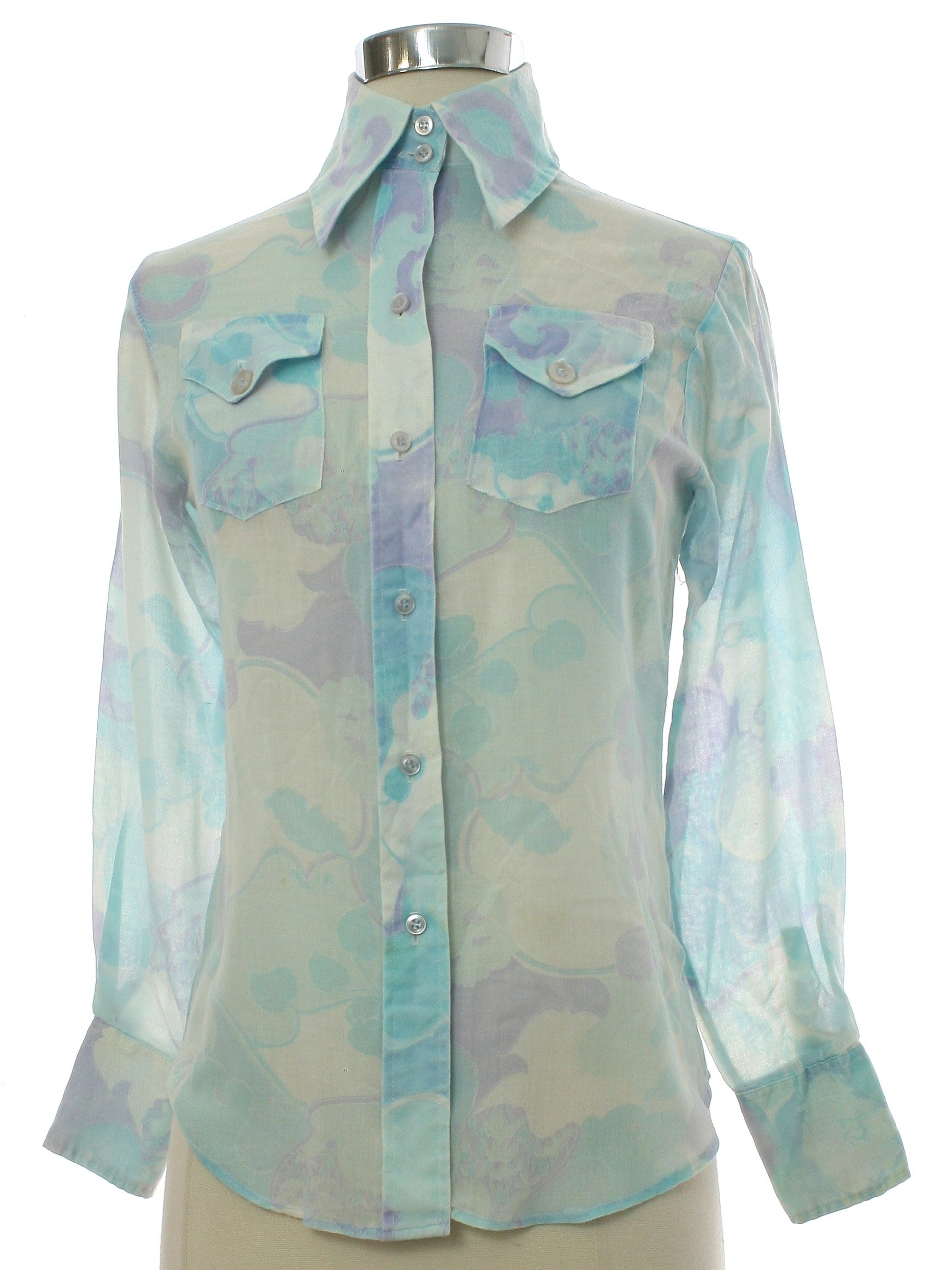 Womens Slightly Sheer Western Style Shirt