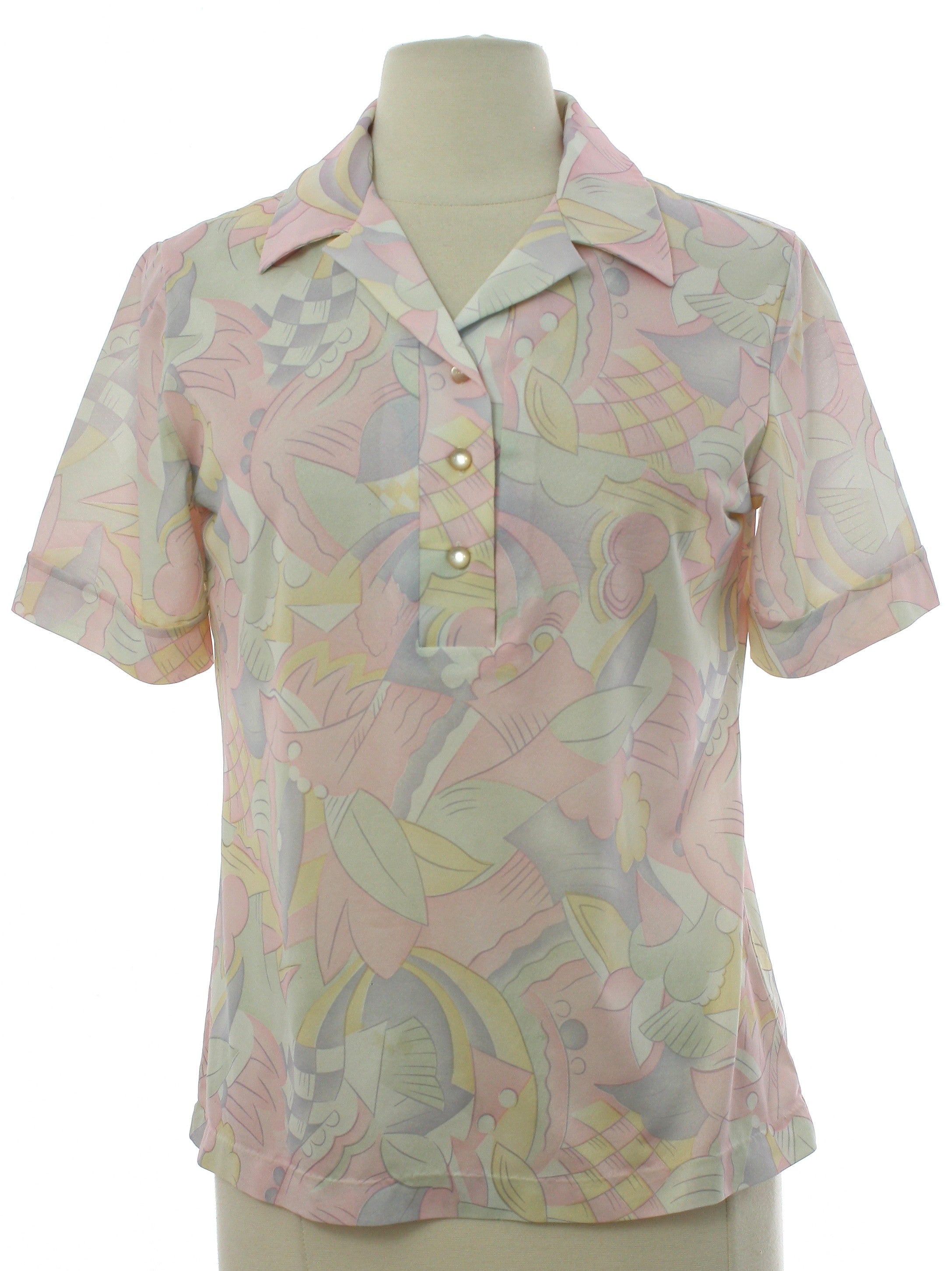 Womens Pastel Op-Art Print Shirt