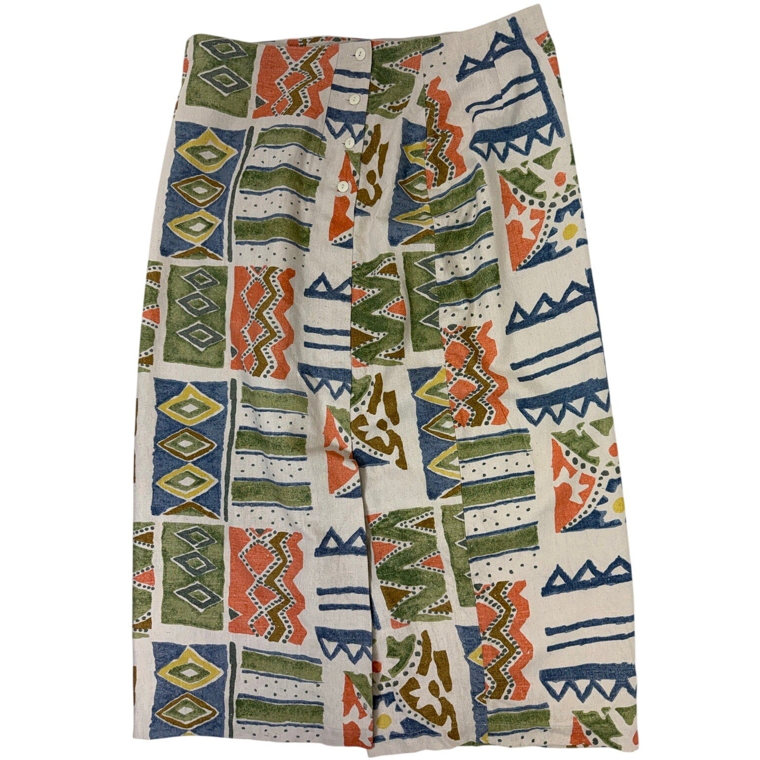 Vintage 80s Baccini Silk 3 Piece Skirt Suit Set Geometric Print Women's 18