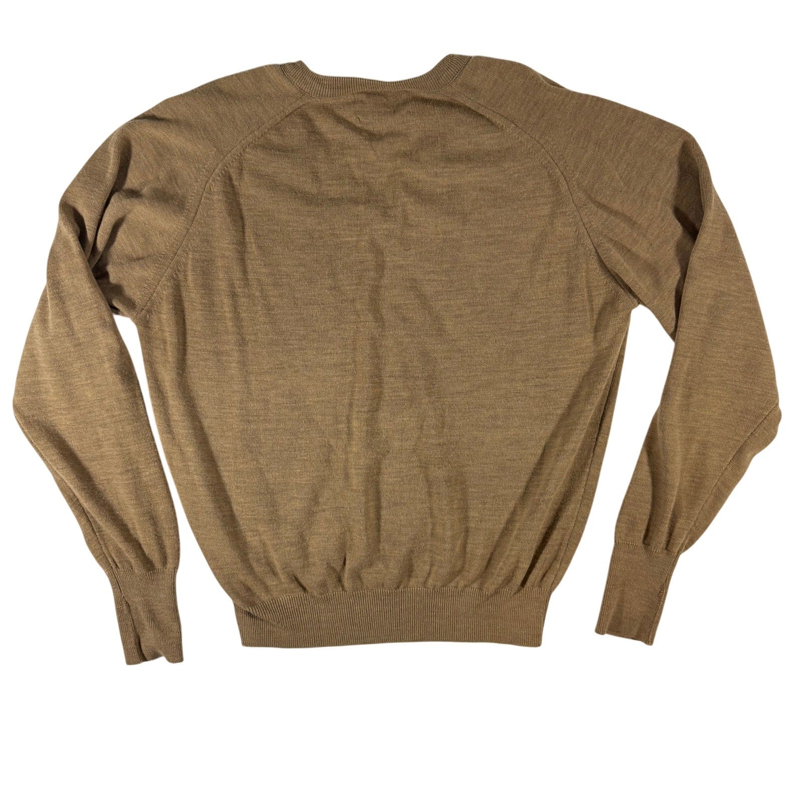 Vintage 60s Tan Brown V-Neck Sweater Orlon Wool USA Men’s Medium Lord Jeff