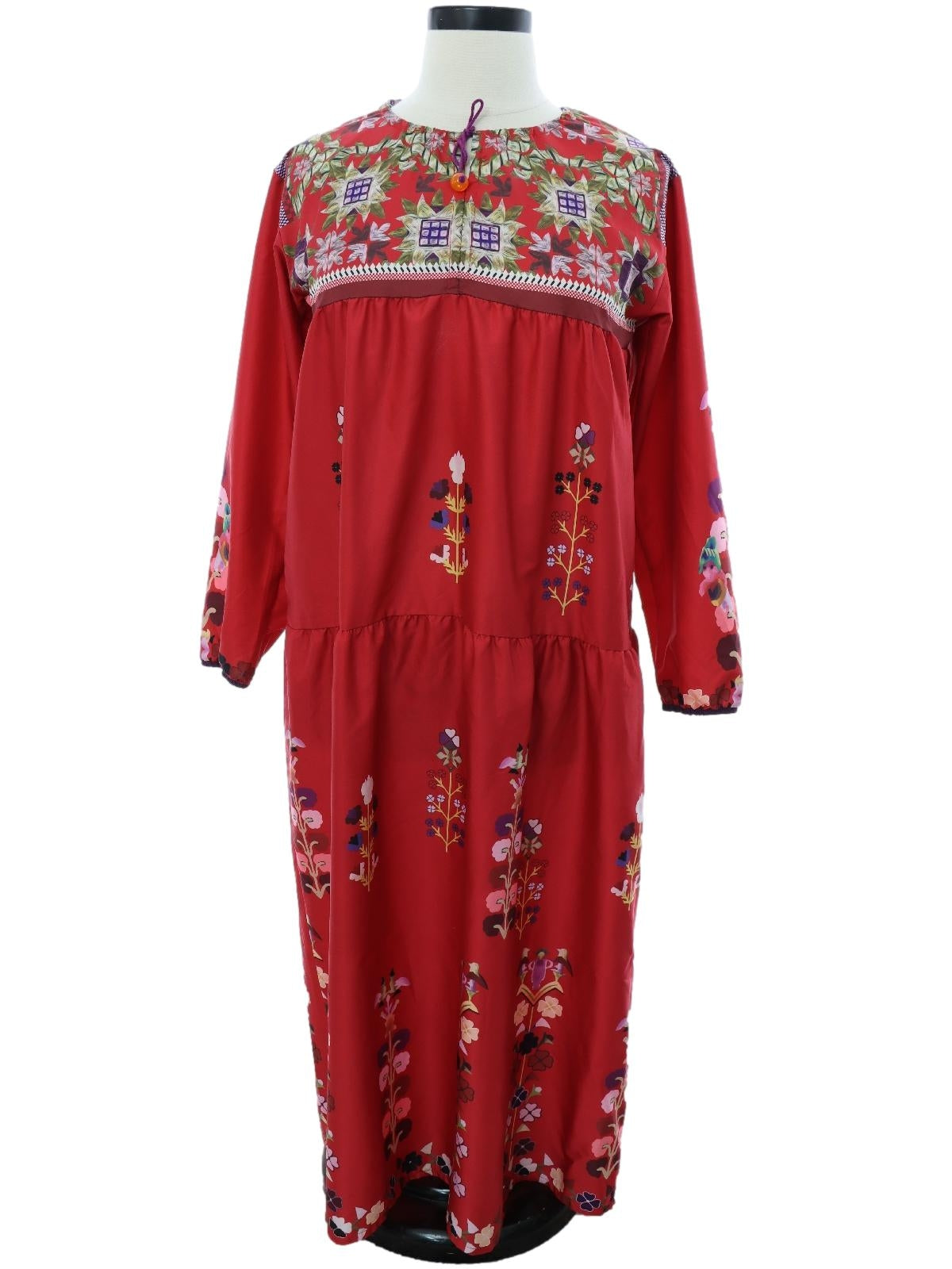 Womens Huipil Inspired Shift Maxi Dress
