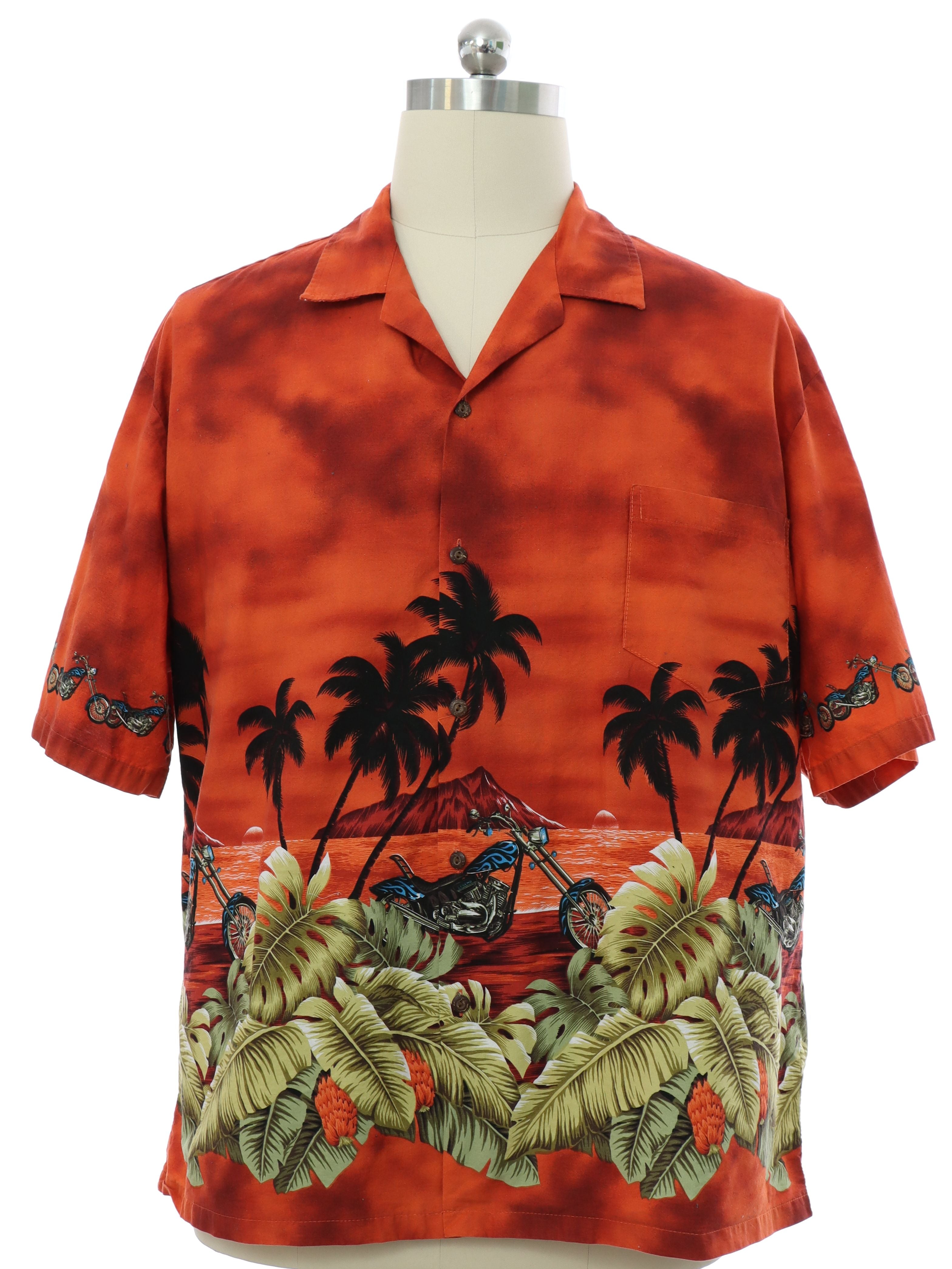 Mens Cotton Hawaiian Motorcycle Shirt