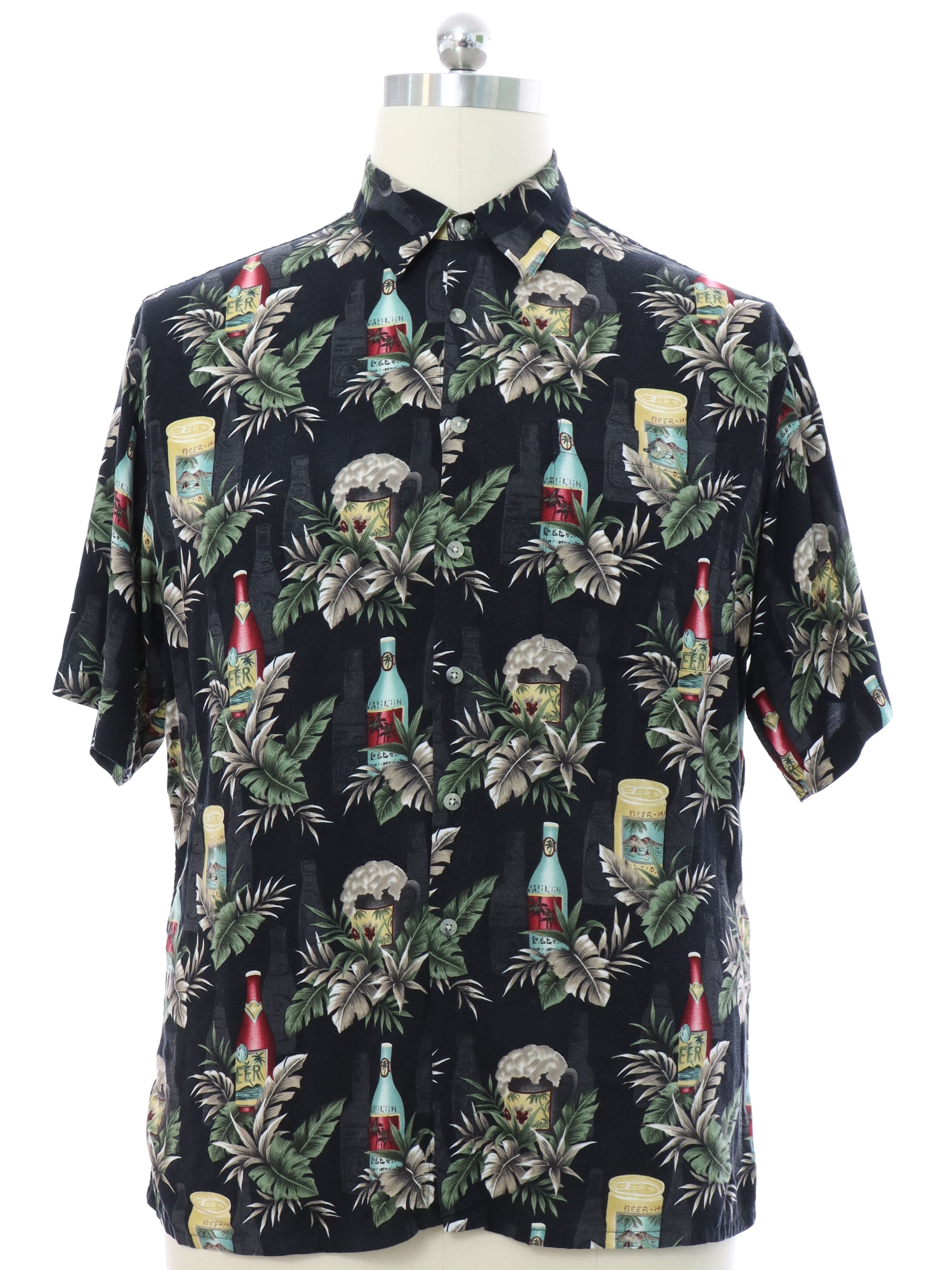 Mens Rayon Hawaiian Beer Shirt