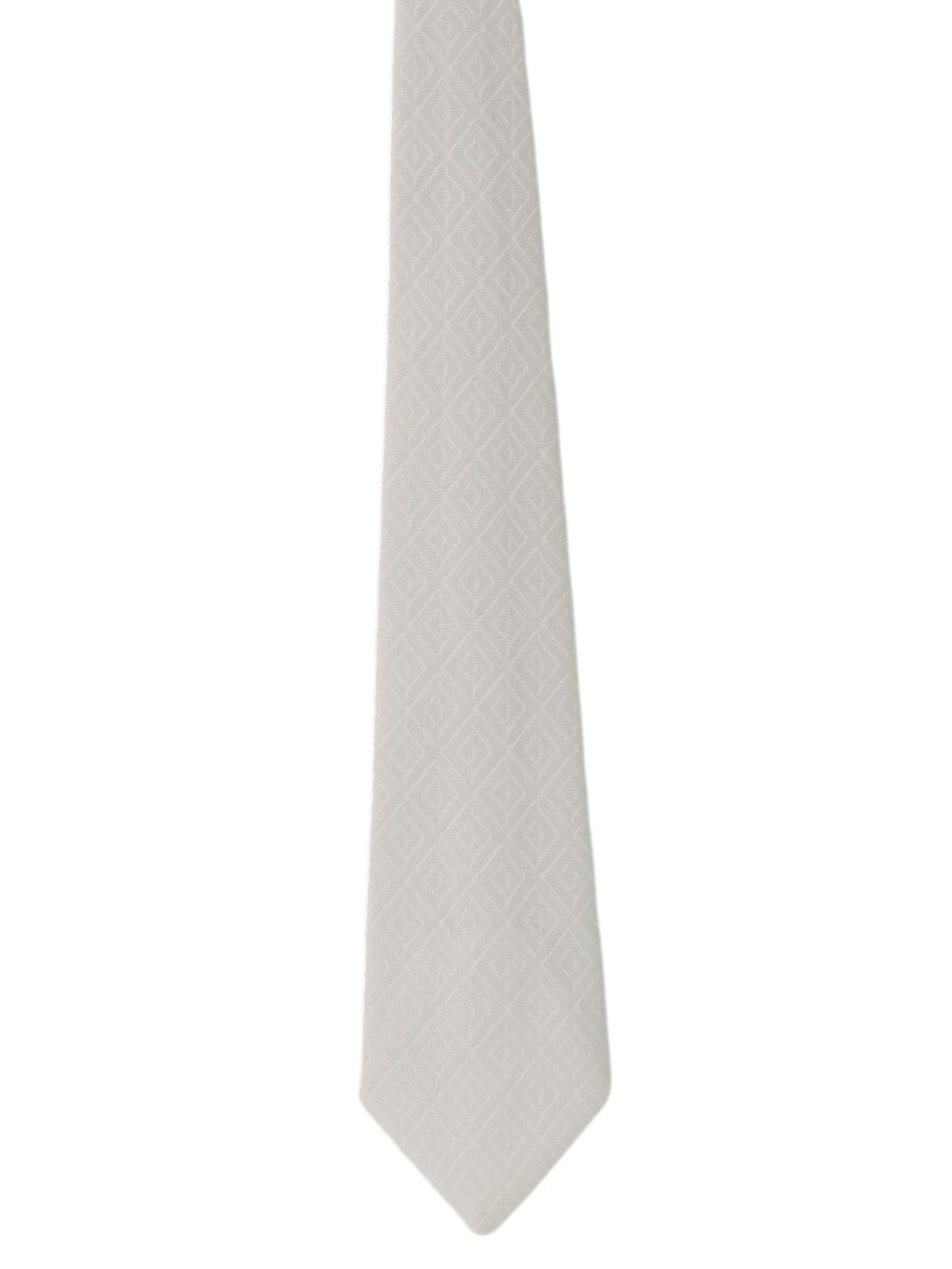 Mens White Wide Knit Disco Necktie