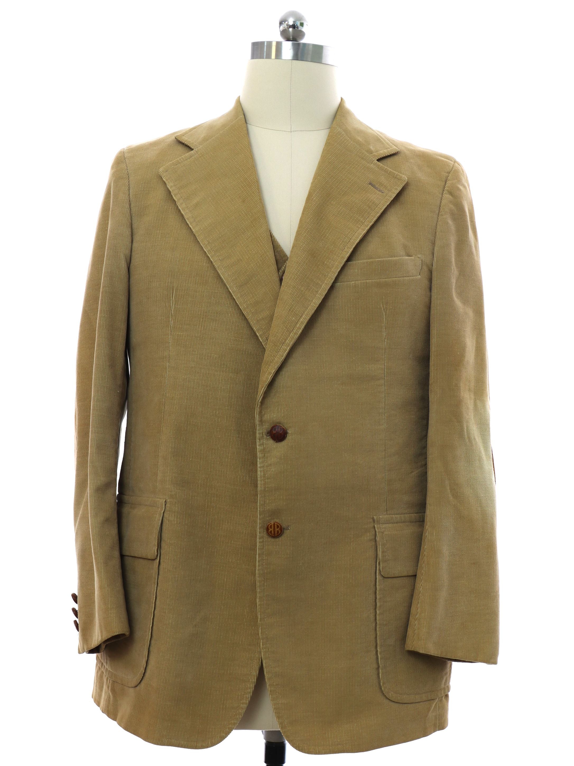 Mens Bill Blass Corduroy Two Piece Blazer Style Sport Coat Jacket