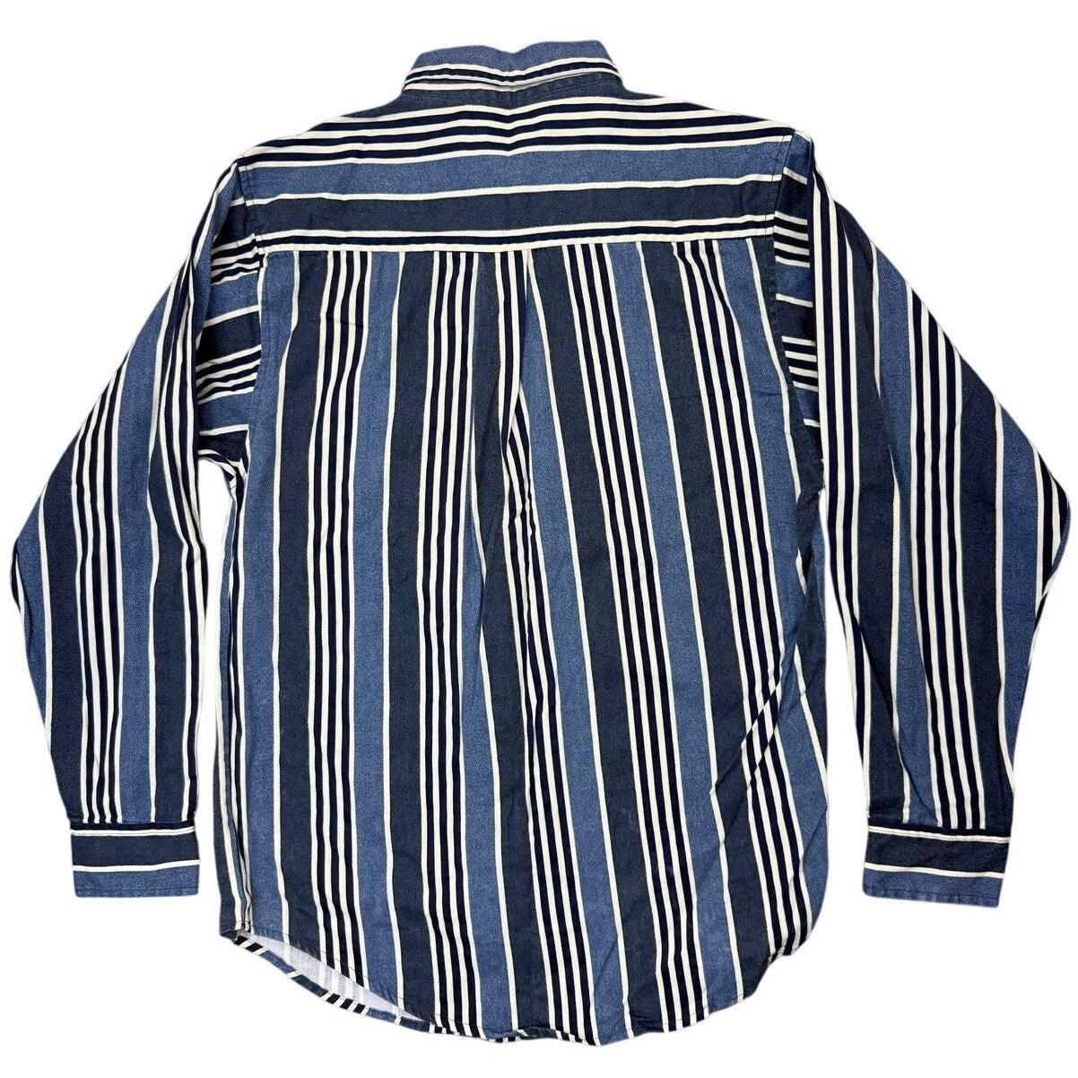 Vintage 00's Faded Glory Blue Striped Button-Down Shirt Men's Small Long Sleeve