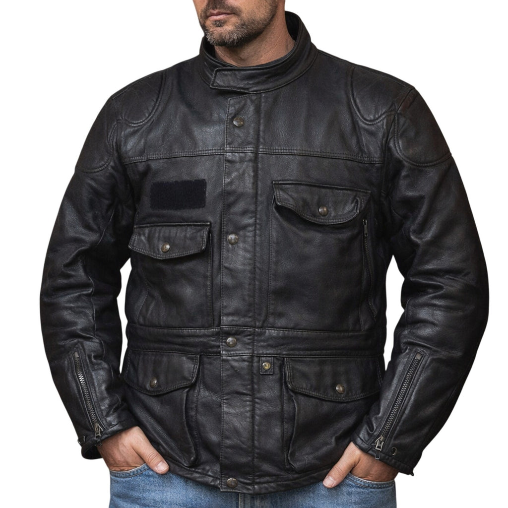 Vintage 80s Mens Large BMW Motorrad Dainese Black Leather Motorcycle Jacket