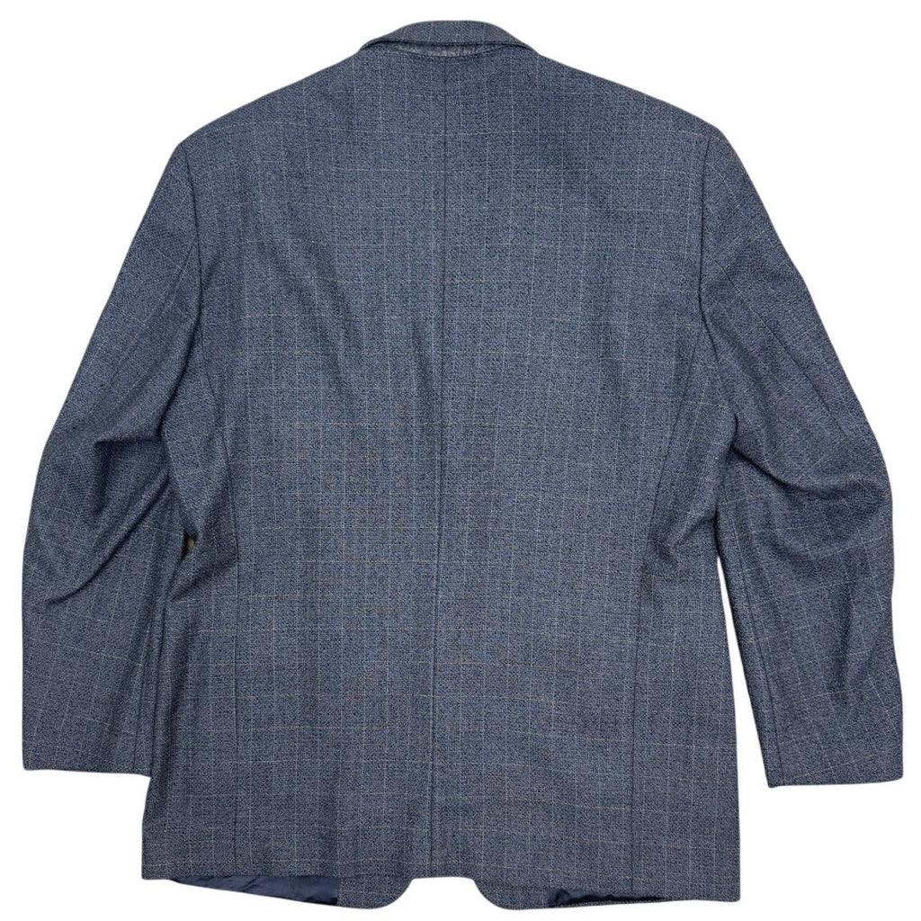 Vintage 90s Pronto Uomo Silk Wool Navy Windowpane Sport Coat 46R Italy