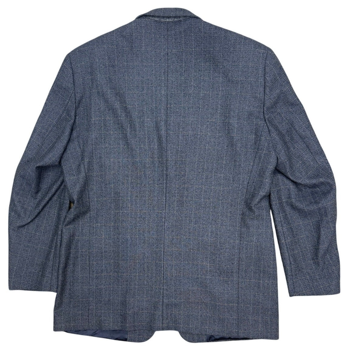 Vintage 90s Pronto Uomo Silk Wool Navy Windowpane Sport Coat 46R Italy