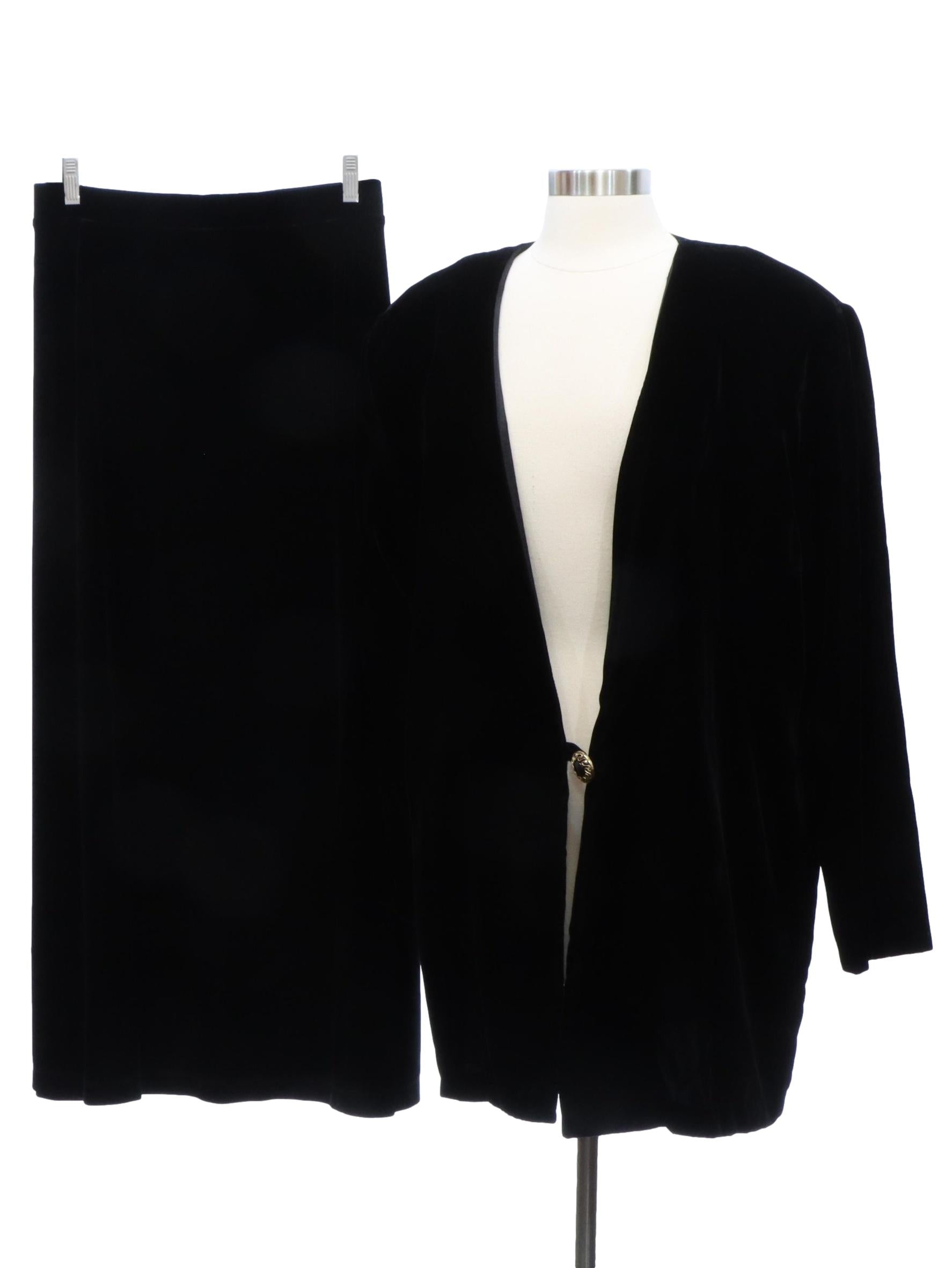 Womens Totally 80s Black Velvet Suit