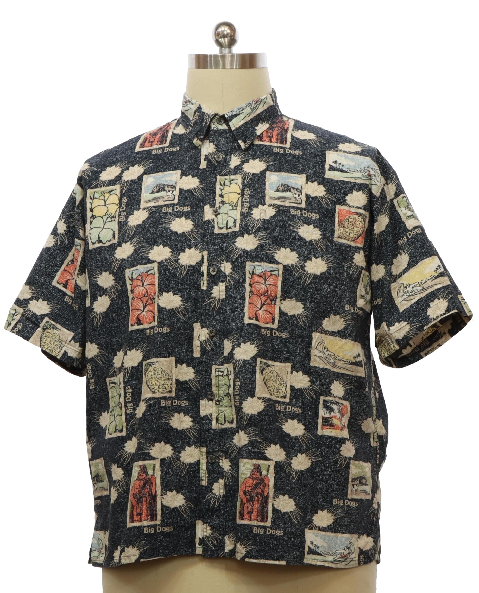 Mens Big Dog Graphic Print Cotton Sport Shirt