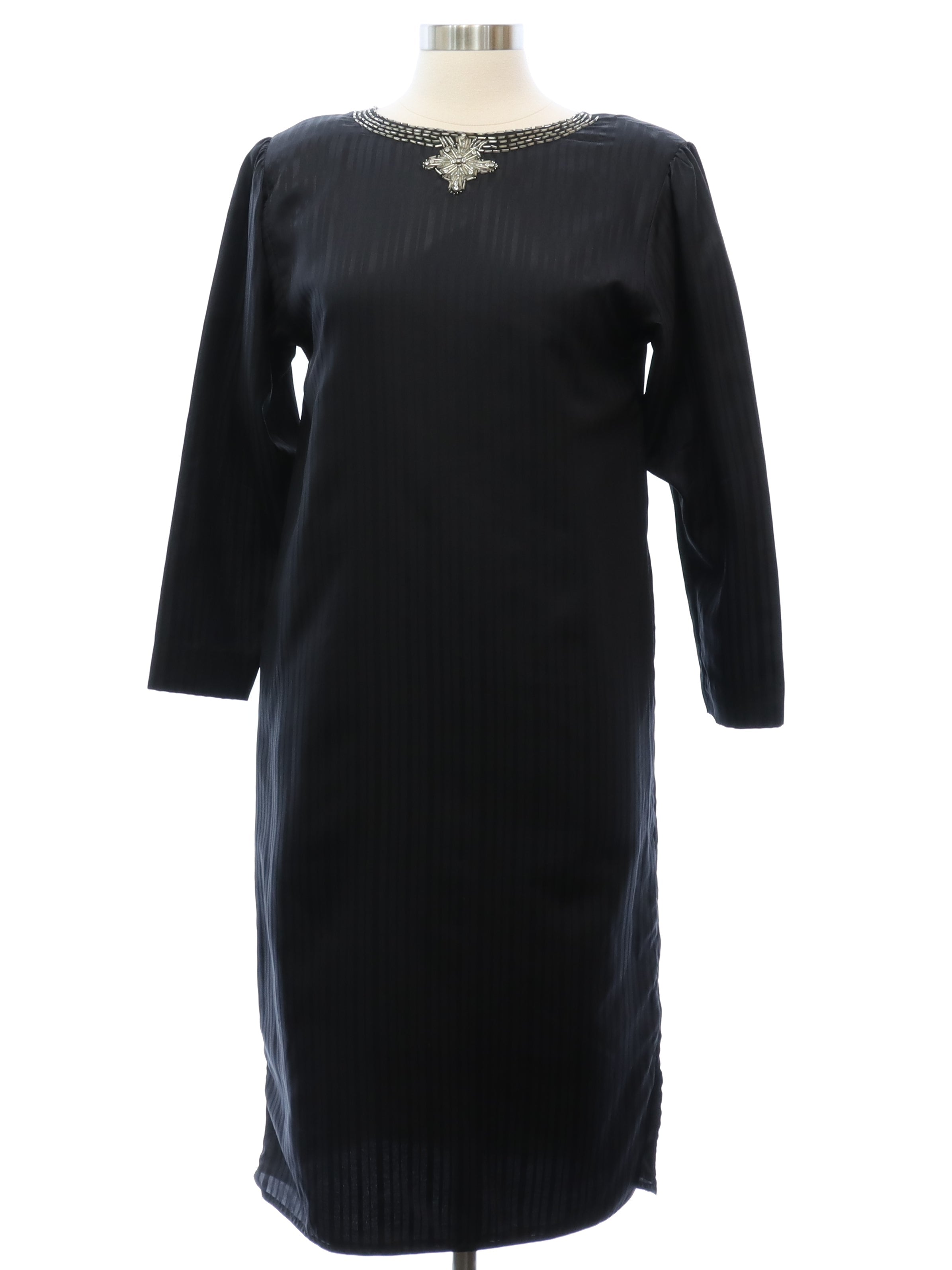 Womens Totally 80s Black Silk Dress