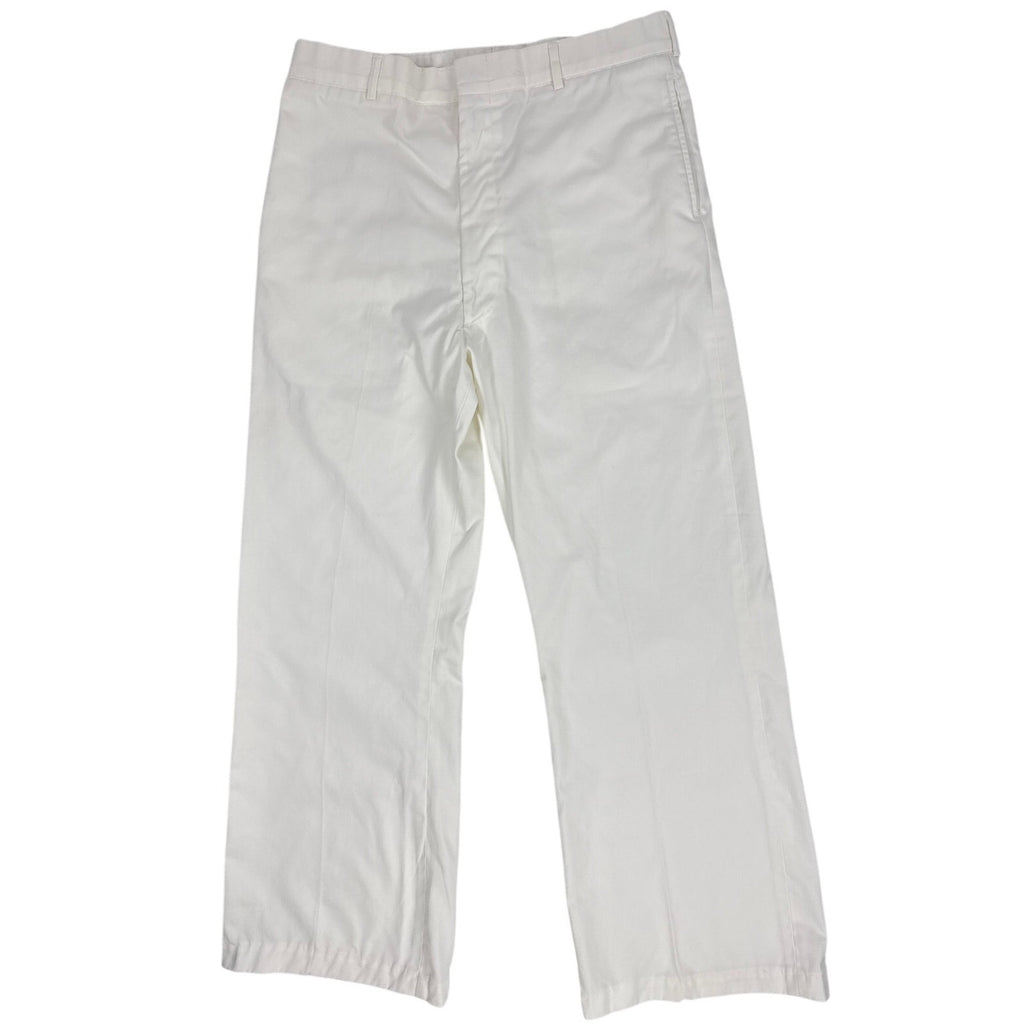 Vintage 80s US Navy White Dress Pants 36L Wide Leg Military Trousers