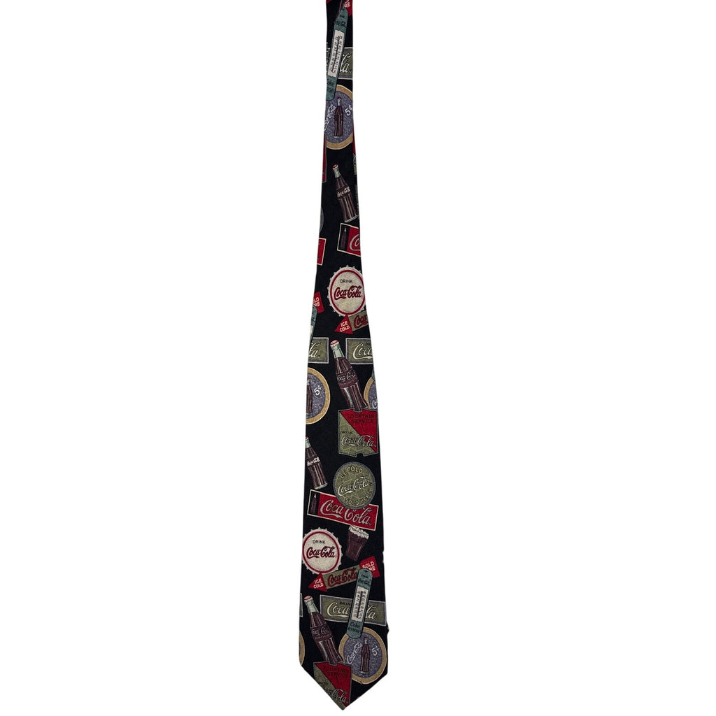 Vintage 90s Coca-Cola Black Novelty Print Polyester Tie Men’s 4” x 60”