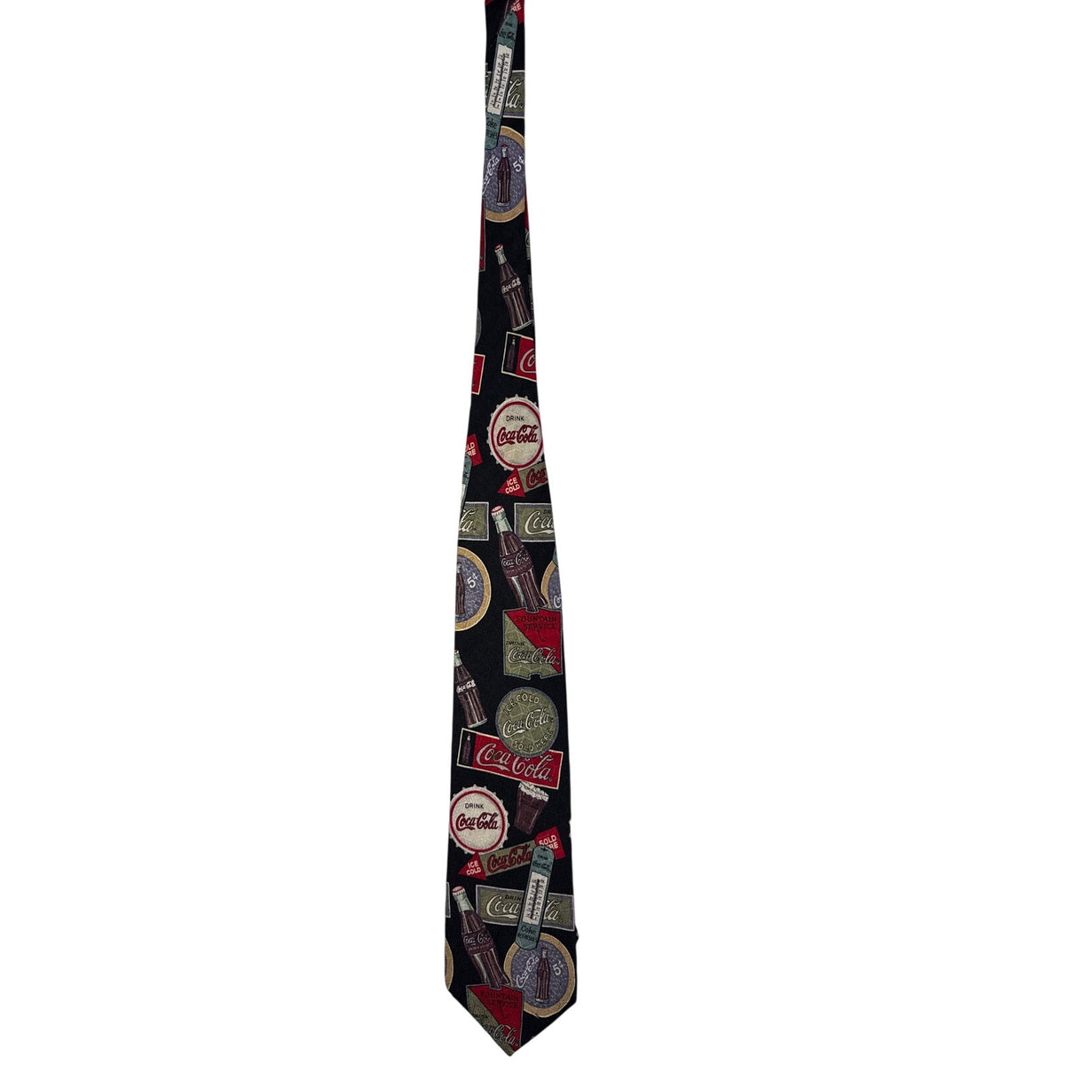Vintage 90s Coca-Cola Black Novelty Print Polyester Tie Men’s 4” x 60”