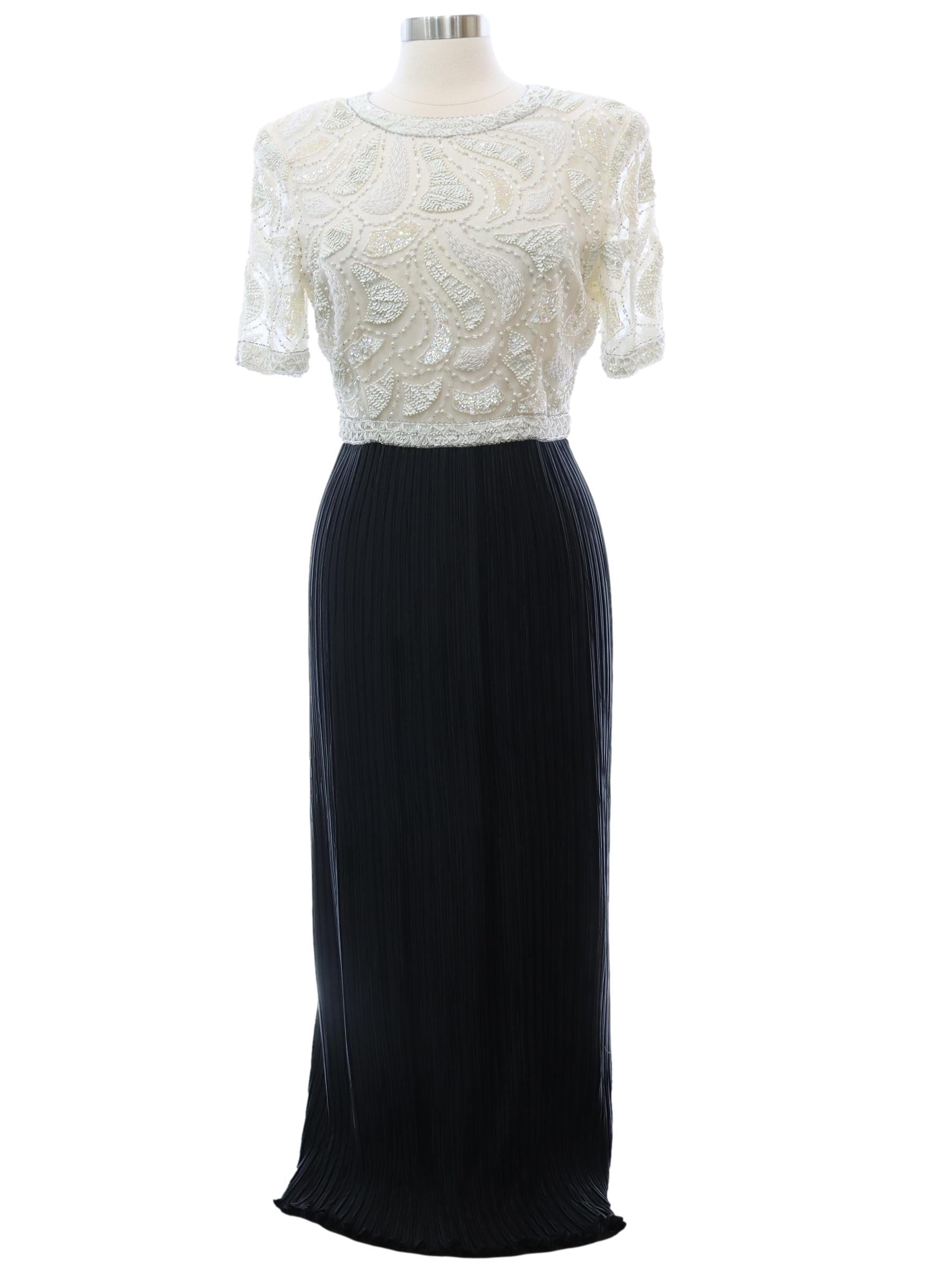 Womens George F Couture Designer Beaded Cocktail Dress