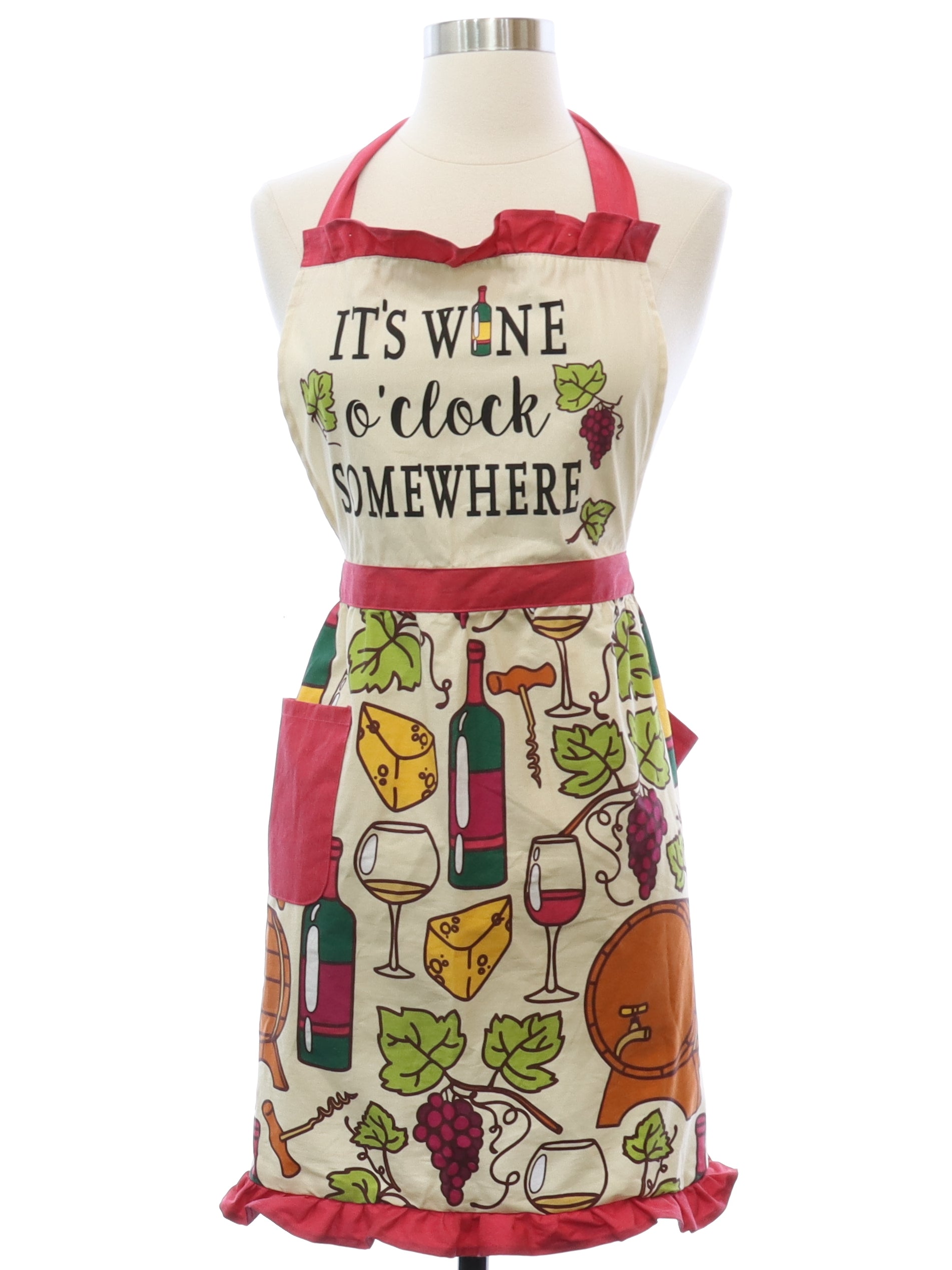 Womens Accessories - Wine O Clock Somewhere Bib Apron – Behind The ...