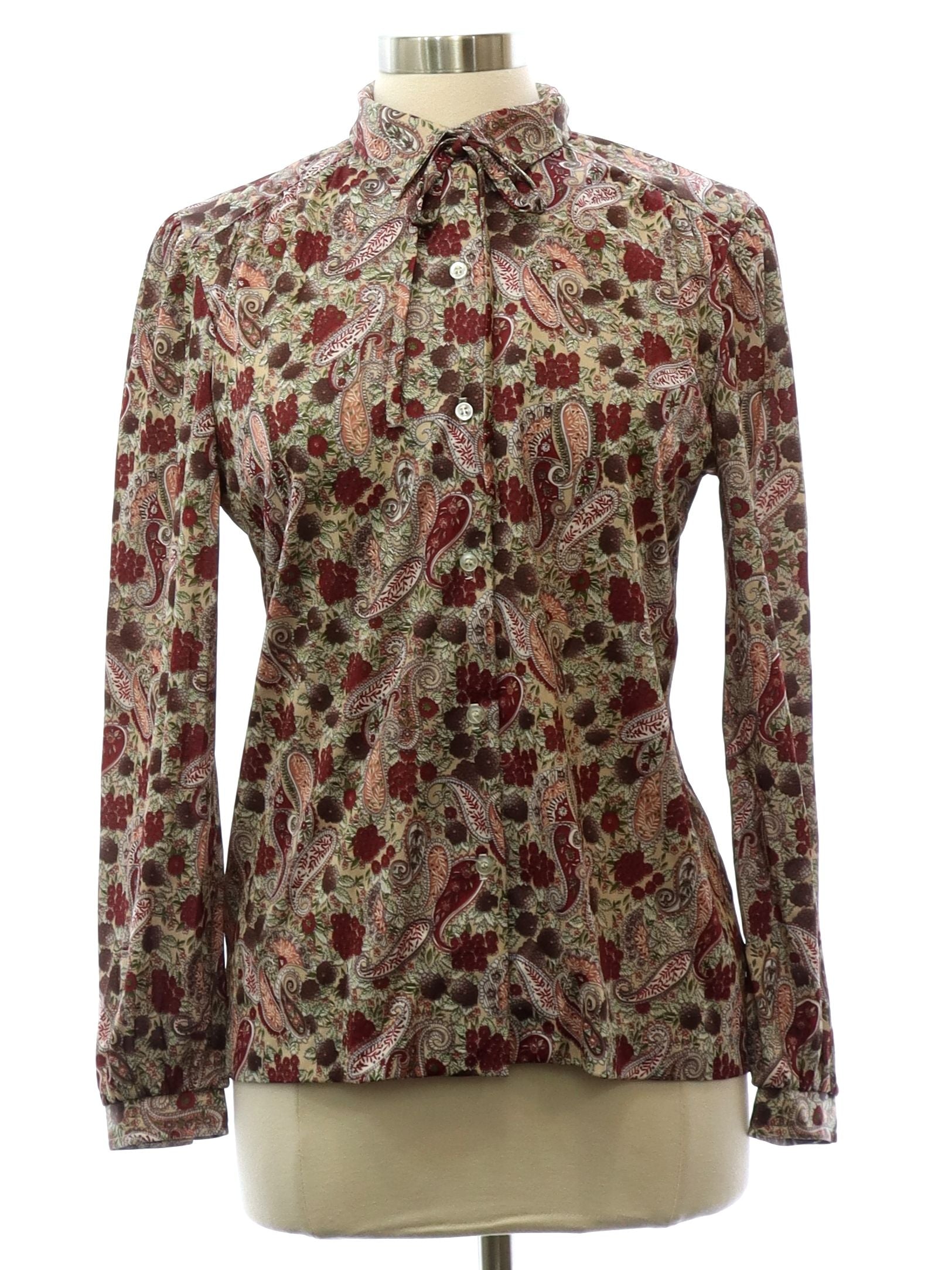 Womens Paisley Print Secretary Style Shirt