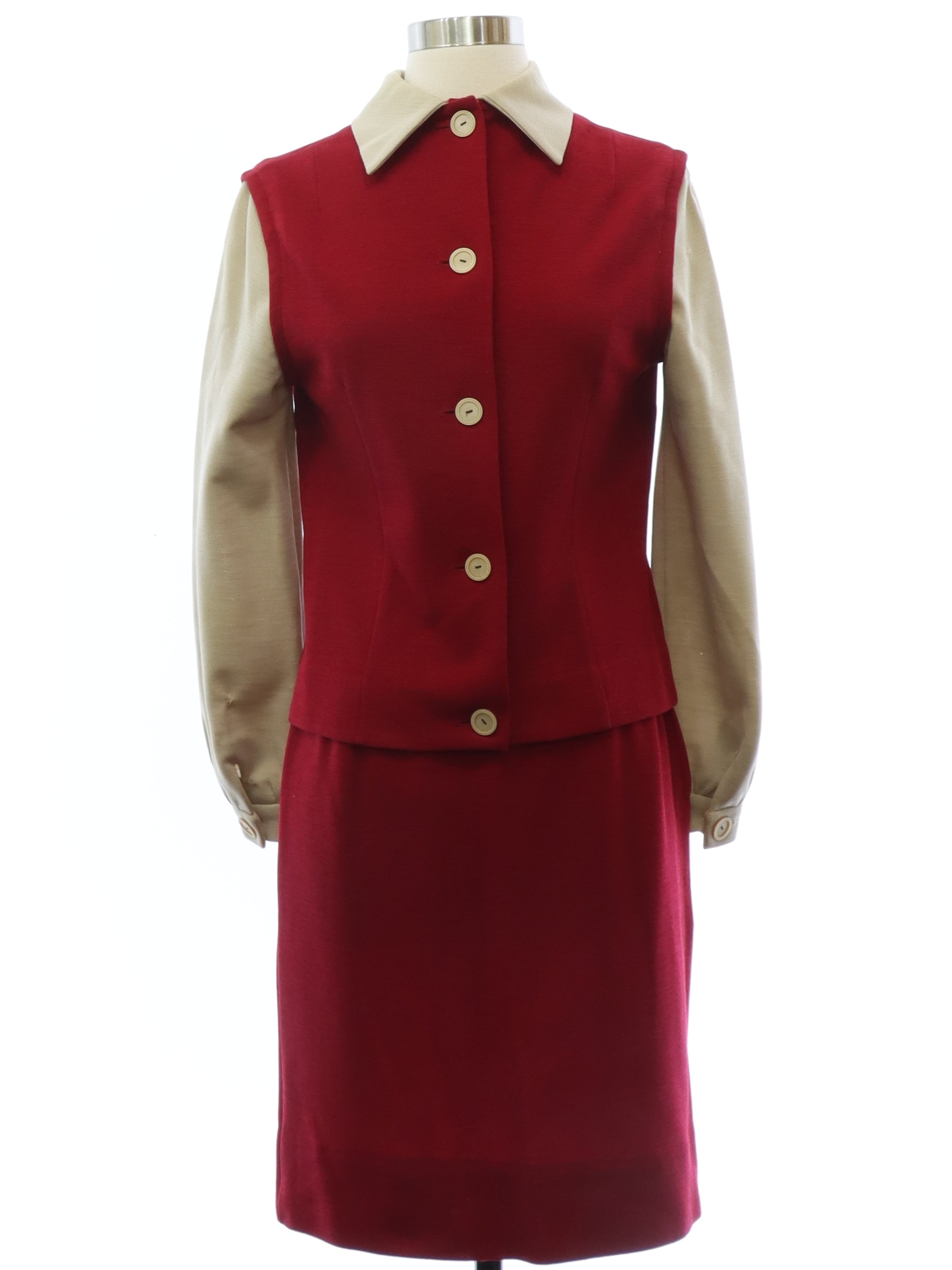 Womens Jonathan Logan Designer Mod Wool Knit Suit