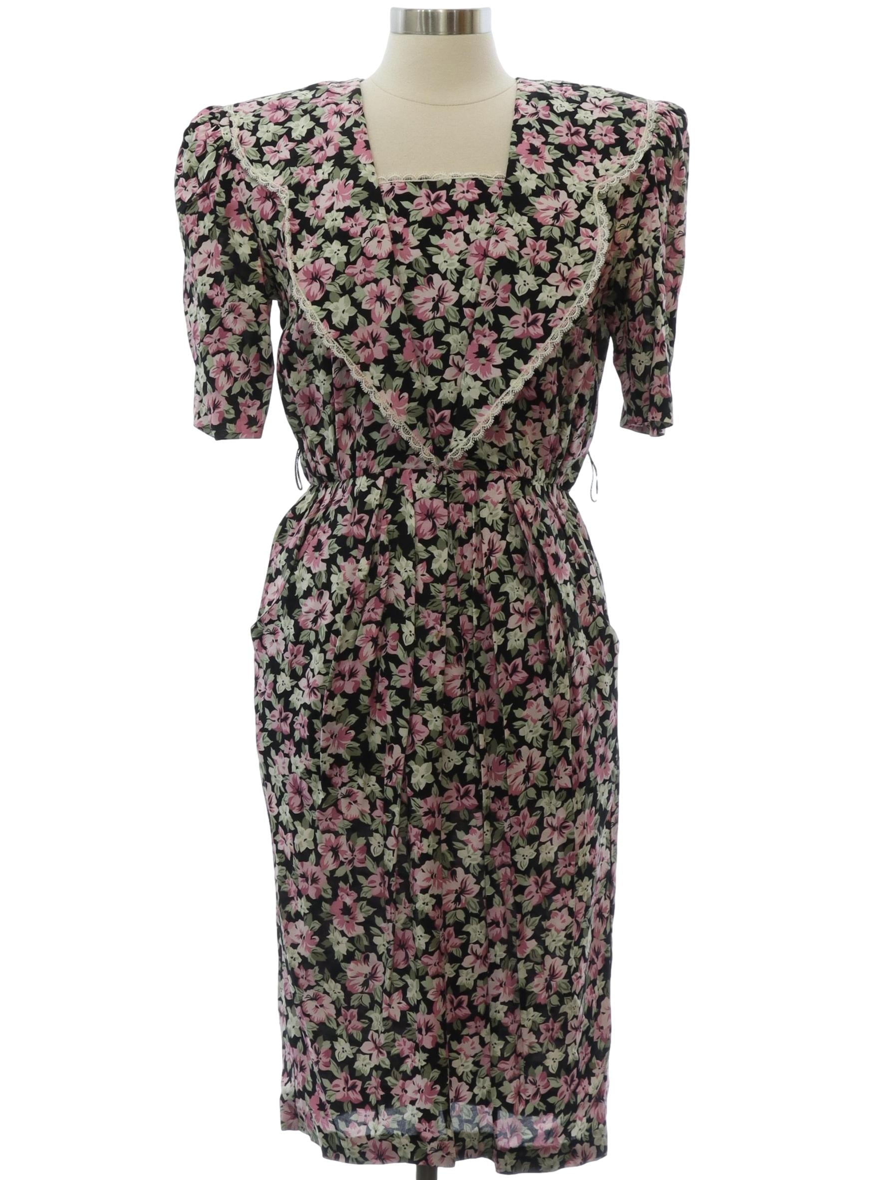 Womens Totally 80s Prairie Inspired Rayon Dress