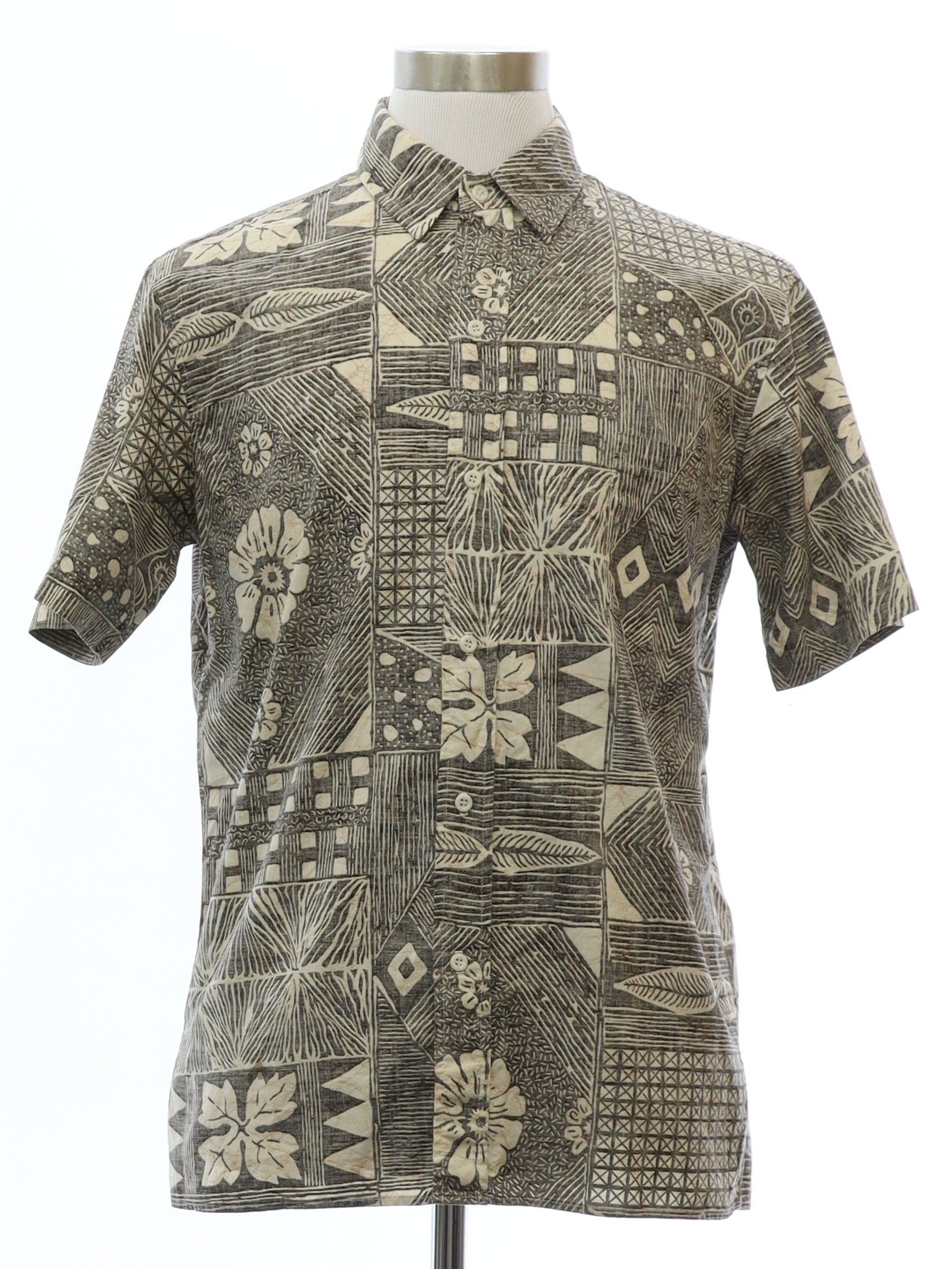 Mens Pomare Reverse Print Cotton Hawaiian Shirt