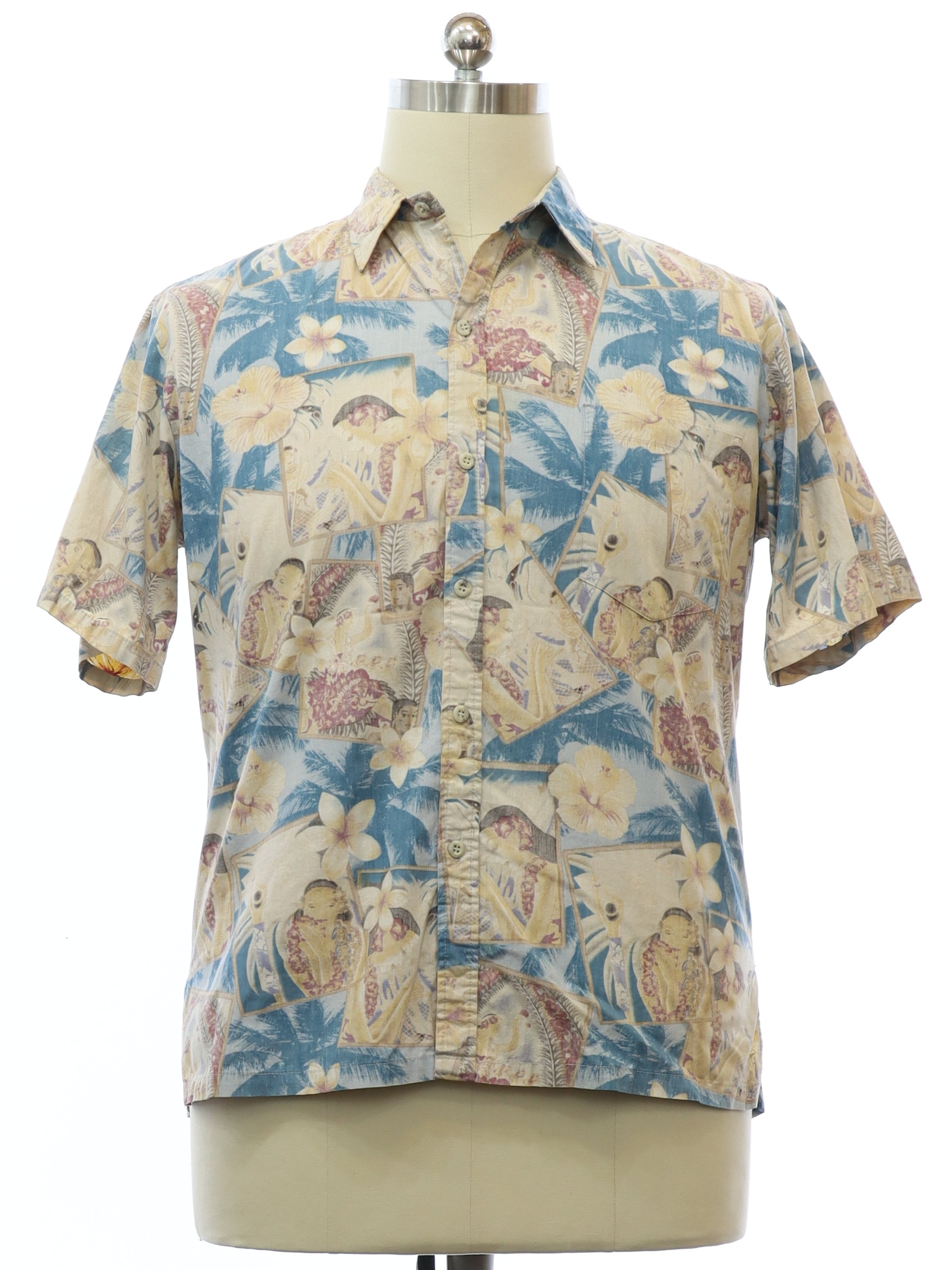 Mens Reverse Print Cotton Hawaiian Shirt