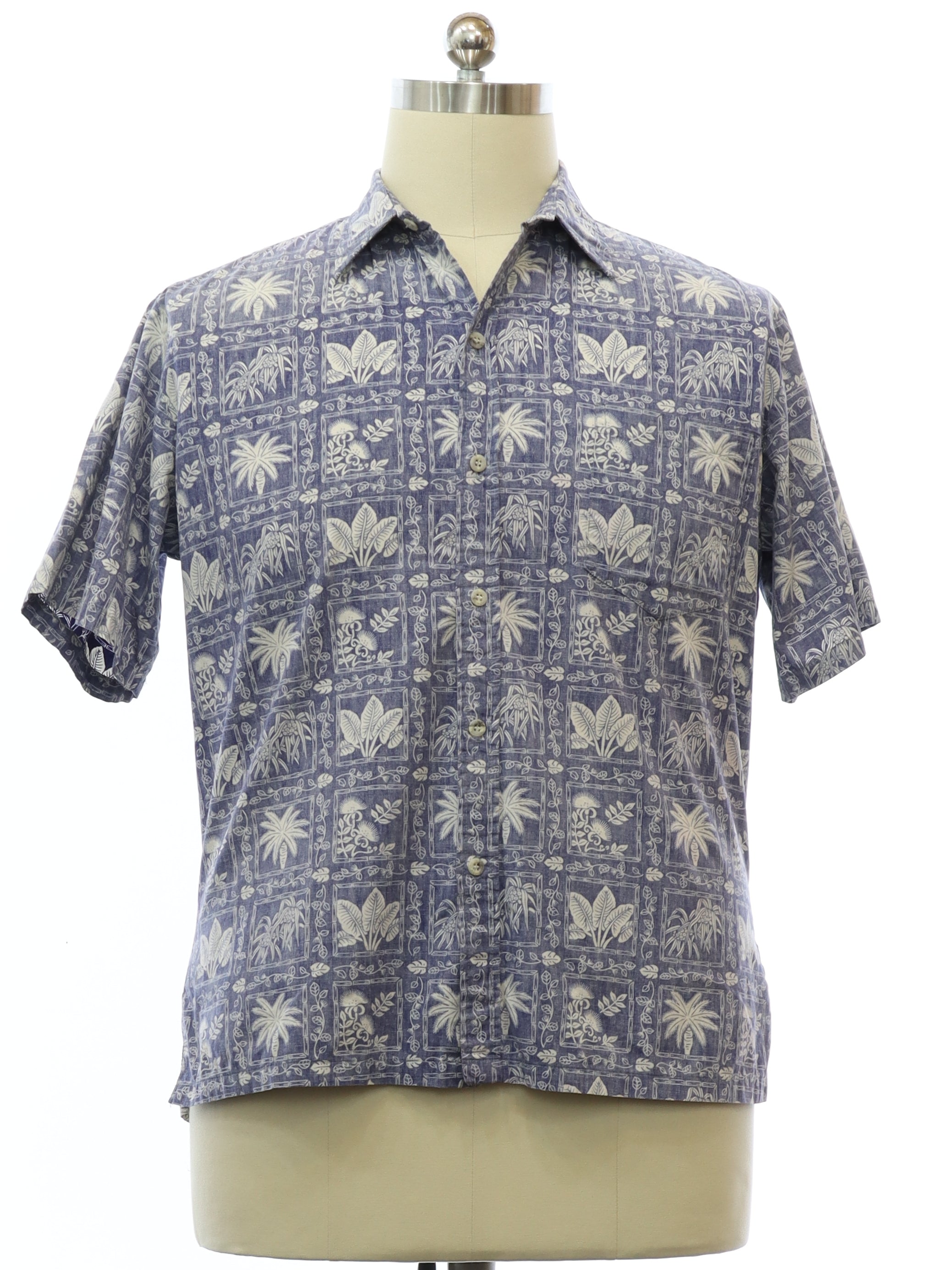 Mens Reverse Print Cotton Hawaiian Shirt