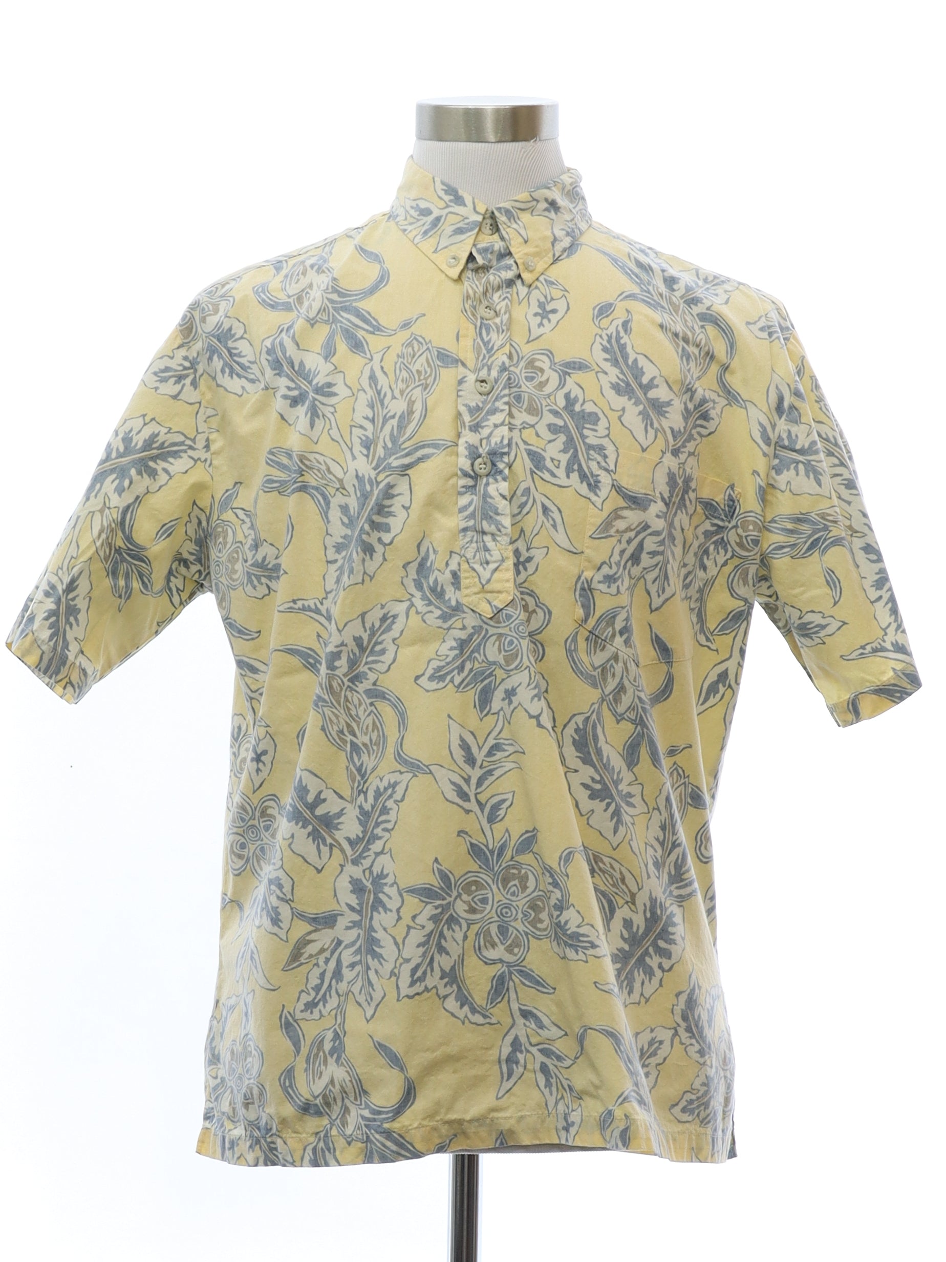 Mens Reverse Print Cotton Pullover Hawaiian Shirt