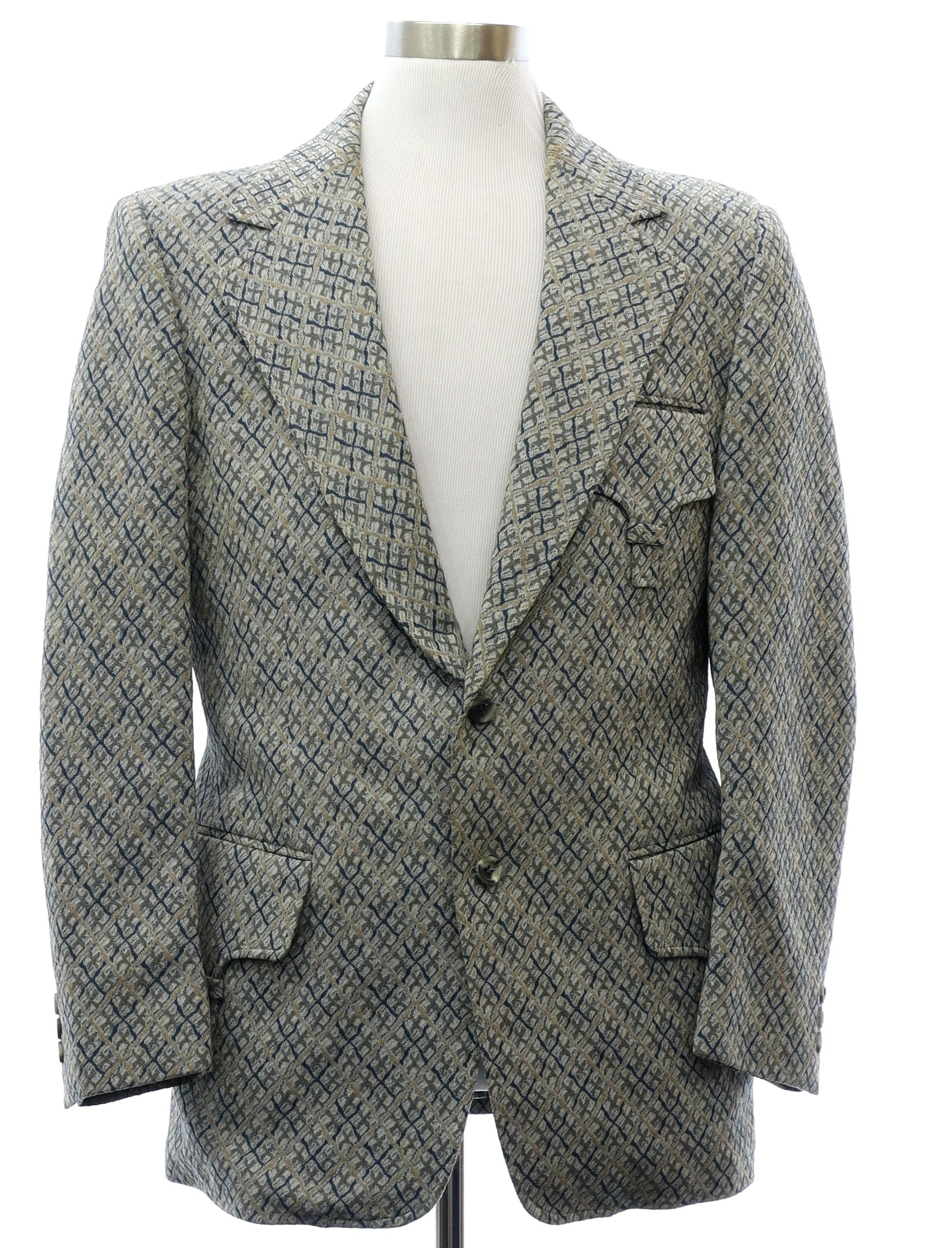 Mens Plaid Disco Blazer Style Sport Coat Jacket