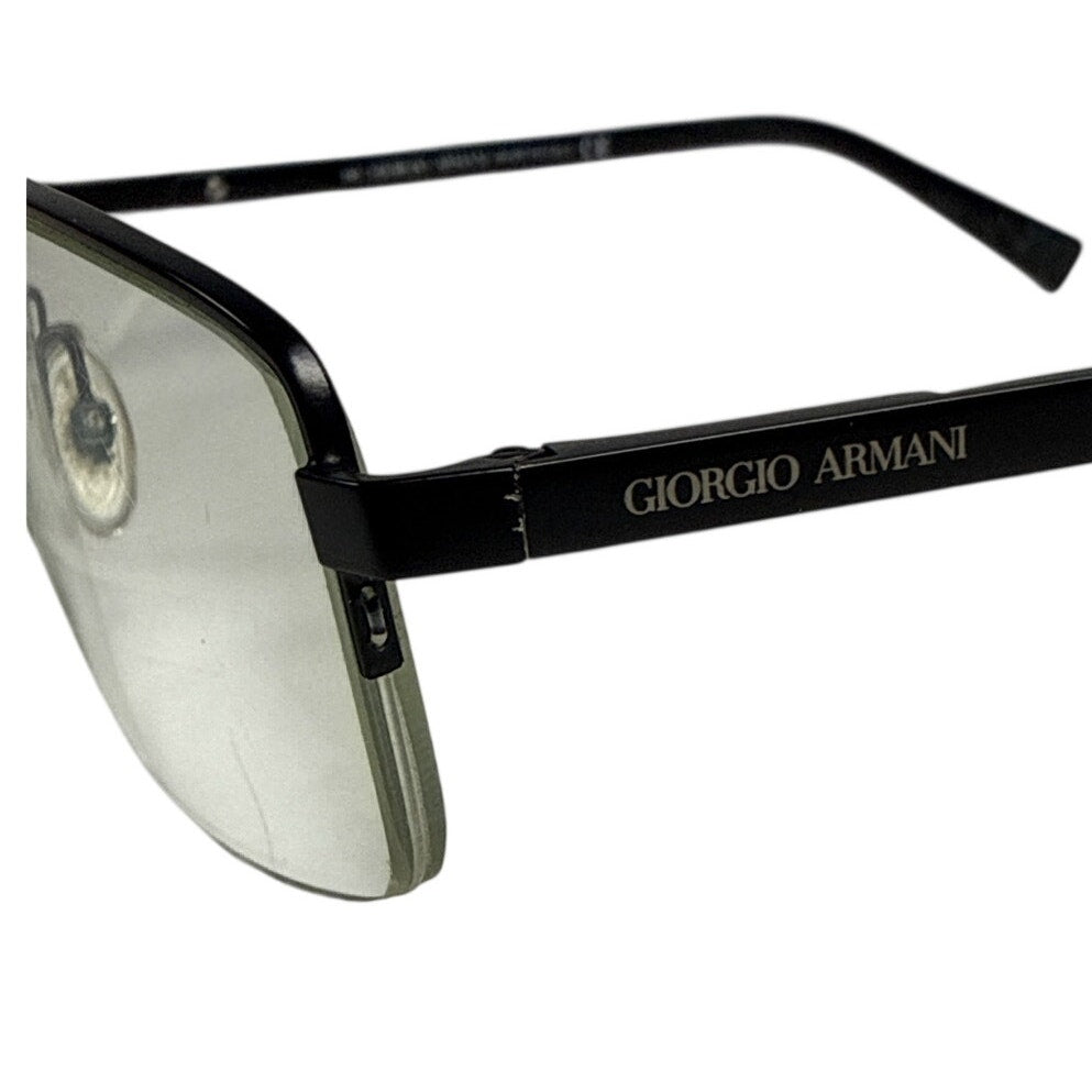 Vintage 90s Giorgio Armani GA 613 003 Black Semi Rimless Eyeglass Frames Italy 145mm