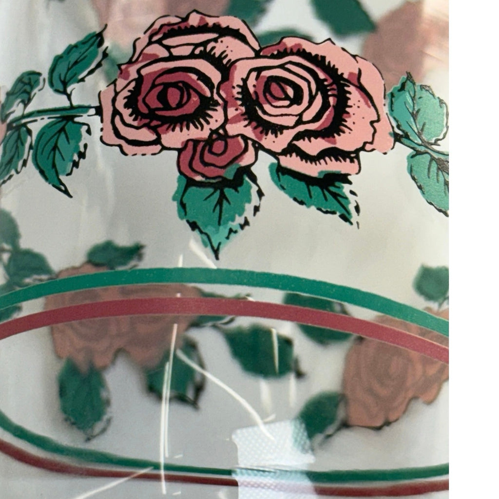 Vintage 80s Libbey Pink Rose Floral Tumblers Set of 3 Glasses 6" Tea Juice