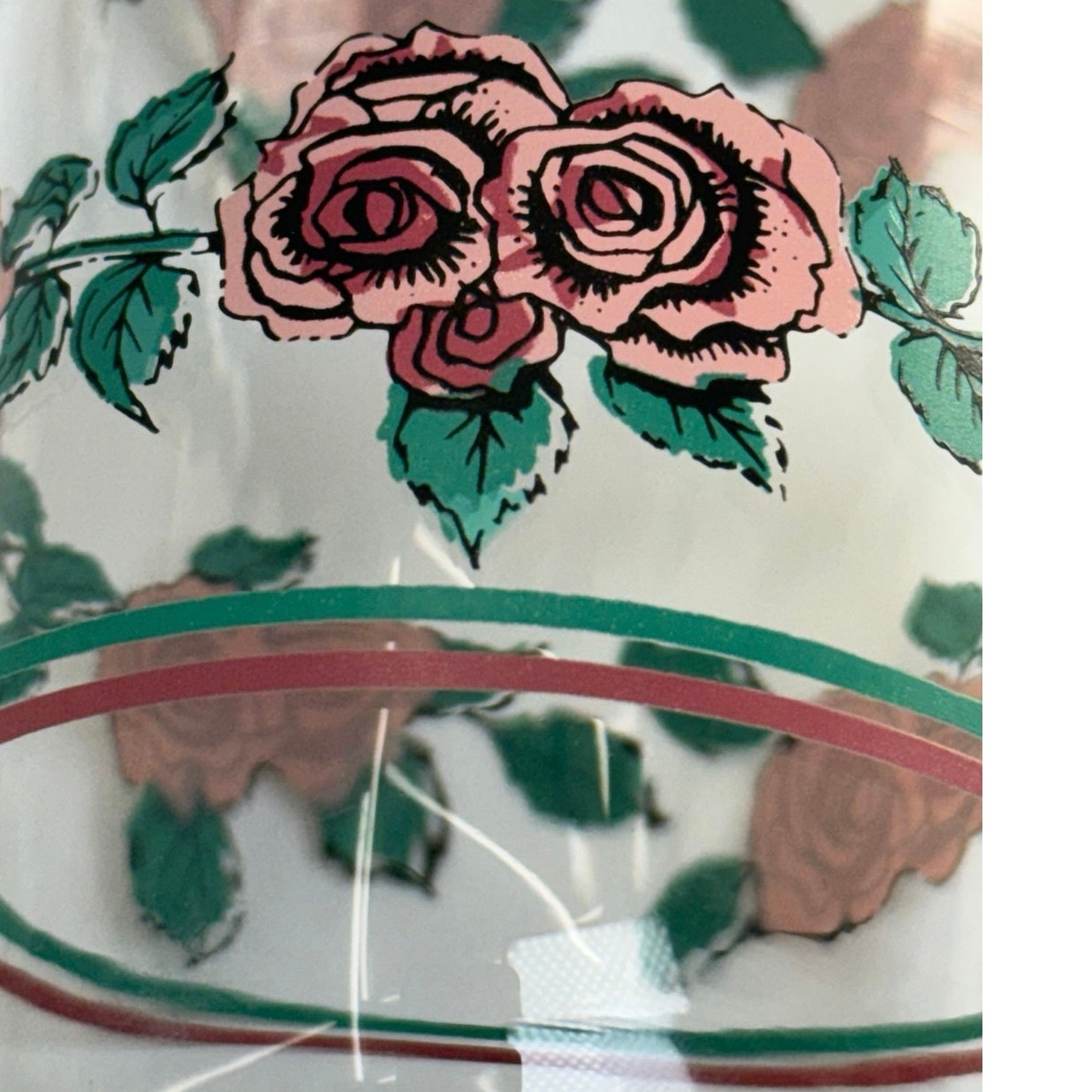 Vintage 80s Libbey Pink Rose Floral Tumblers Set of 3 Glasses 6" Tea Juice