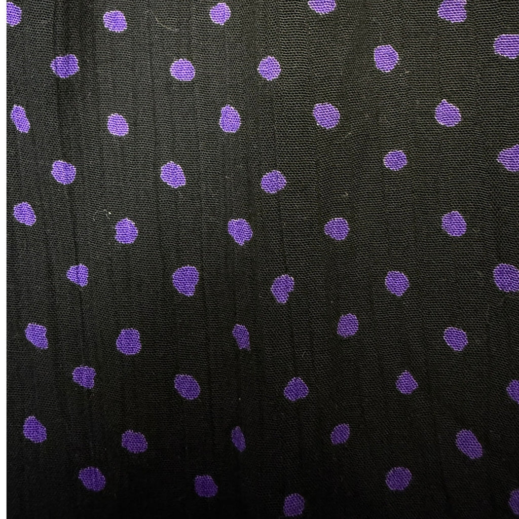 Vintage 80s Black Purple Polka Dot Split Skirt Jumpsuit Dress Women's 6P Tareti
