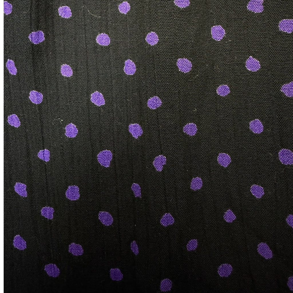 Vintage 80s Black Purple Polka Dot Split Skirt Jumpsuit Dress Women's 6P Tareti
