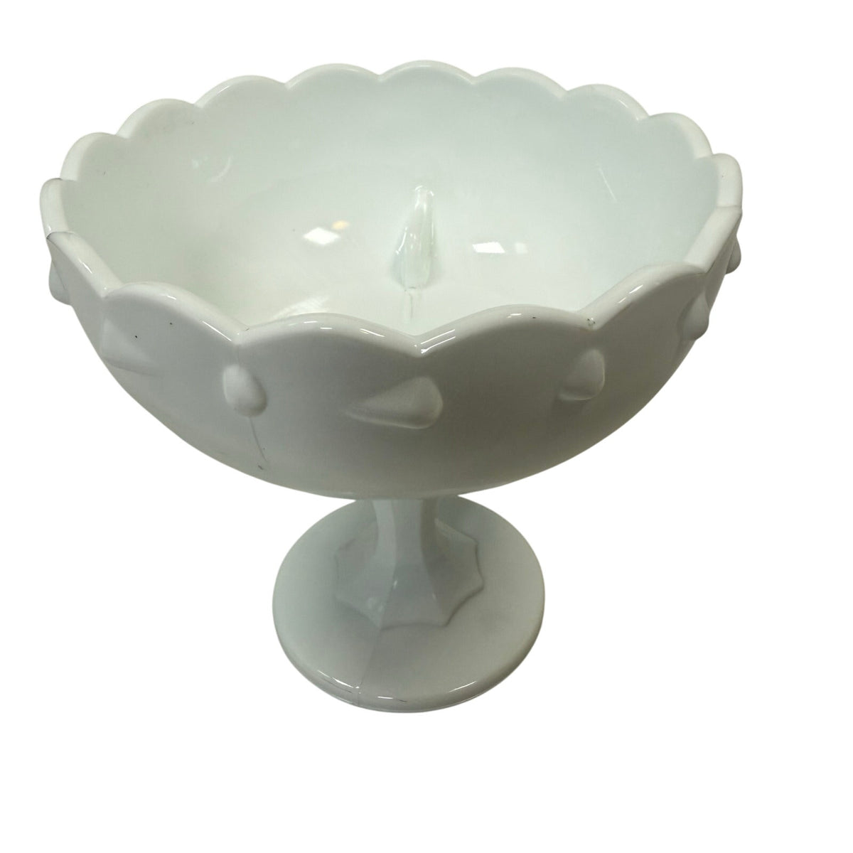 Vintage 60s Indiana Glass White Milk Glass Teardrop Pedestal Compote Candy Dish