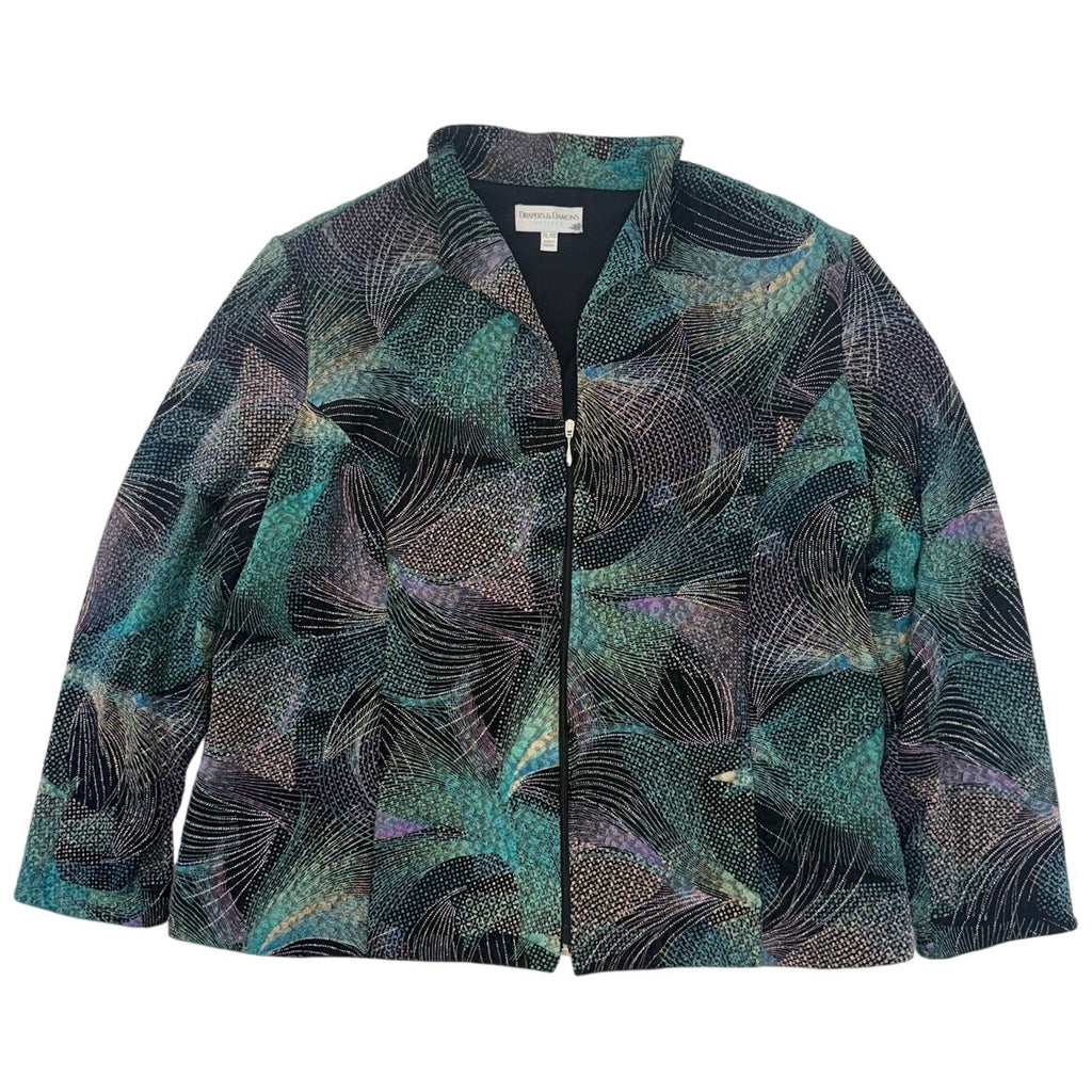 Vintage 90s Draper's & Damon's Petite XL Abstract Zip Jacket Made in Canada
