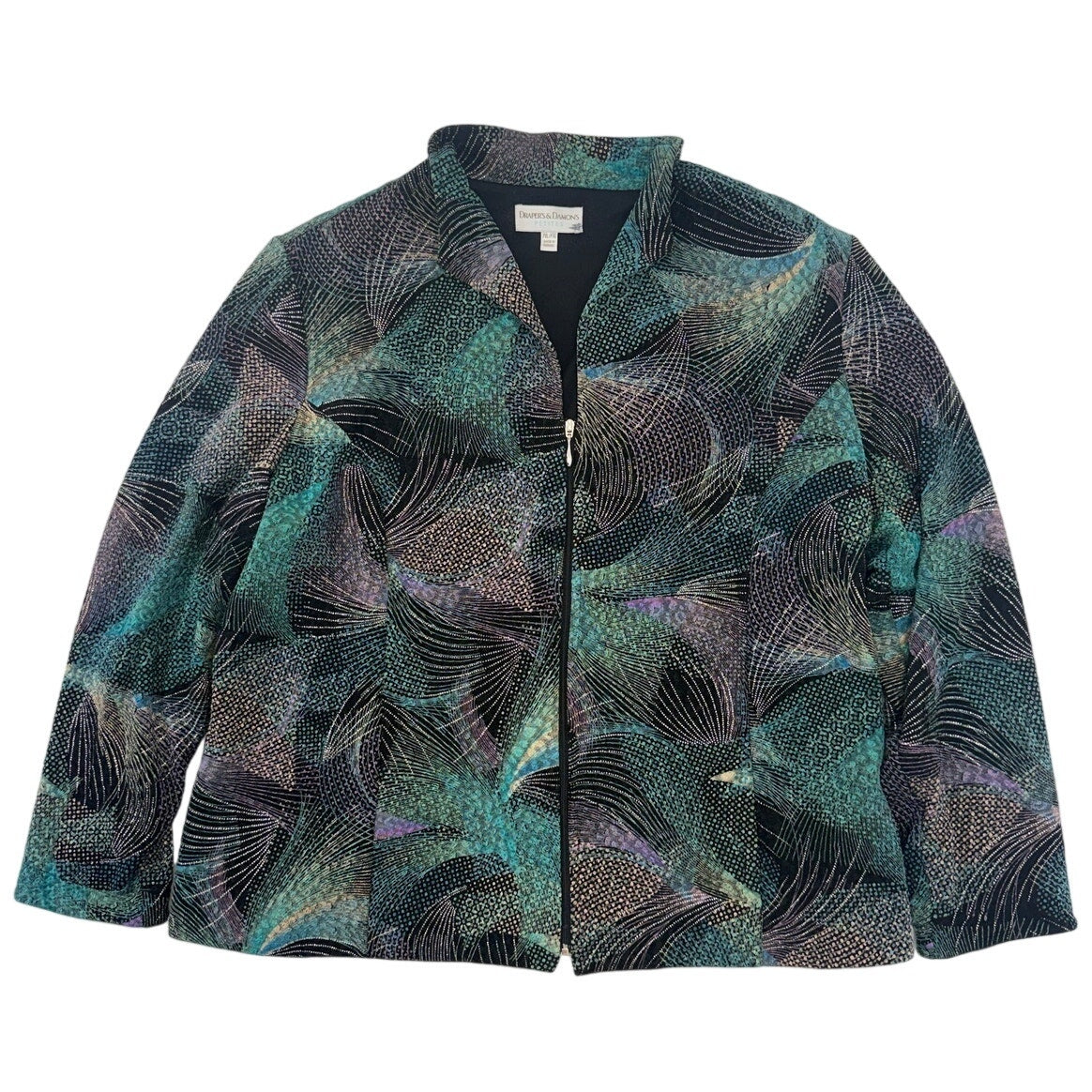 Vintage 90s Draper's & Damon's Petite XL Abstract Zip Jacket Made in Canada