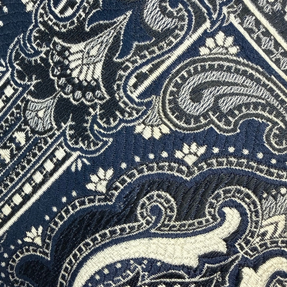 Vintage 1970s Marmer of California Navy Paisley Fleur-de-Lis Tie 54”