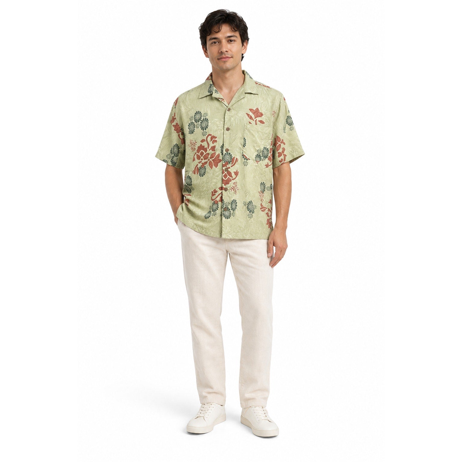 Vintage 90s Paradise Blue Mens XL Silk Floral Hawaiian Camp Shirt