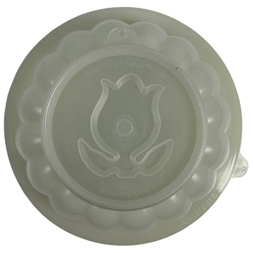 Vintage 70s Tupperware Jel-N-Serve Jello Mold Bowl with Lid Tulip Design 8”