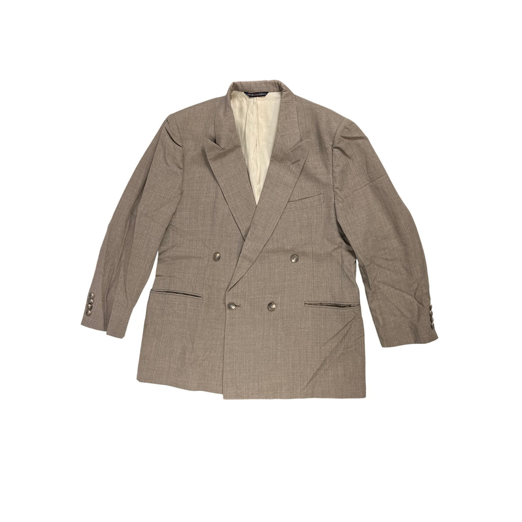 Vintage 90s Stafford Executive Taupe Double Breasted Suit Men's Large USA